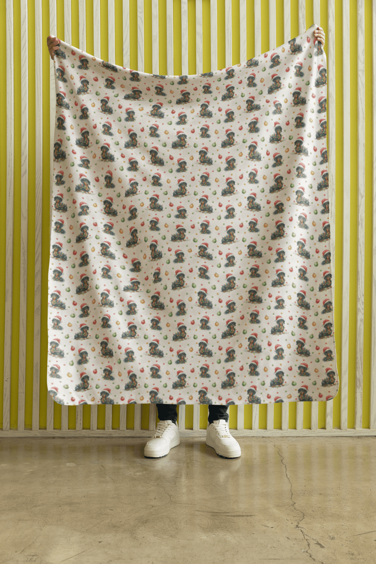 Dachshund Noel Sparkle Sherpa Blanket
