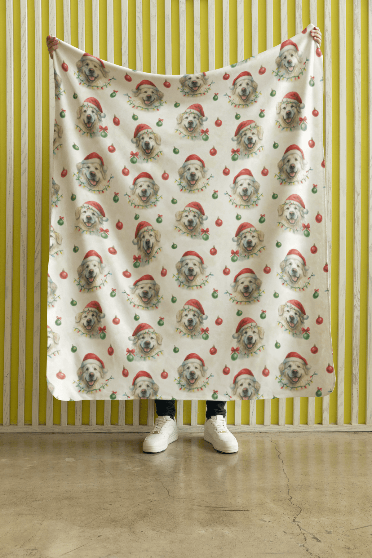 Golden Glow Christmas Sherpa Blanket