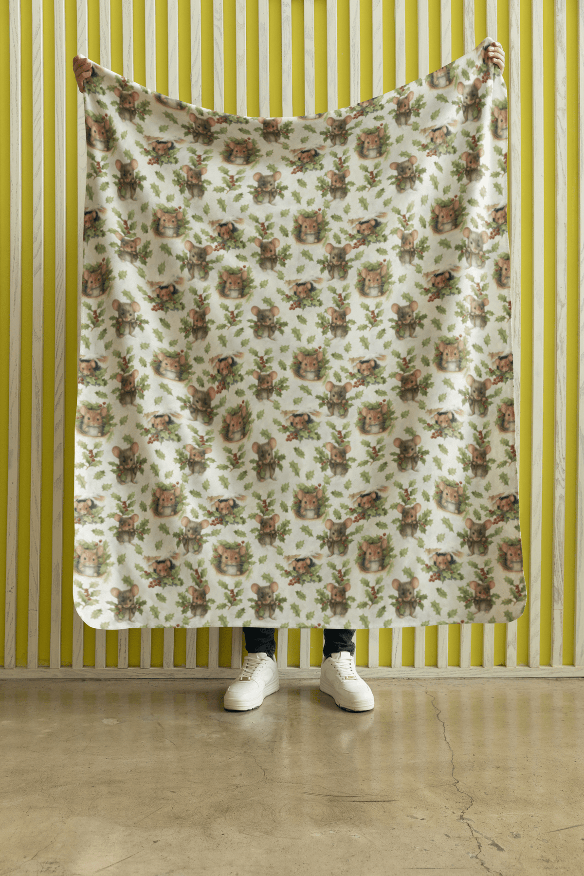 Winter Woodland Mice Sherpa Blanket