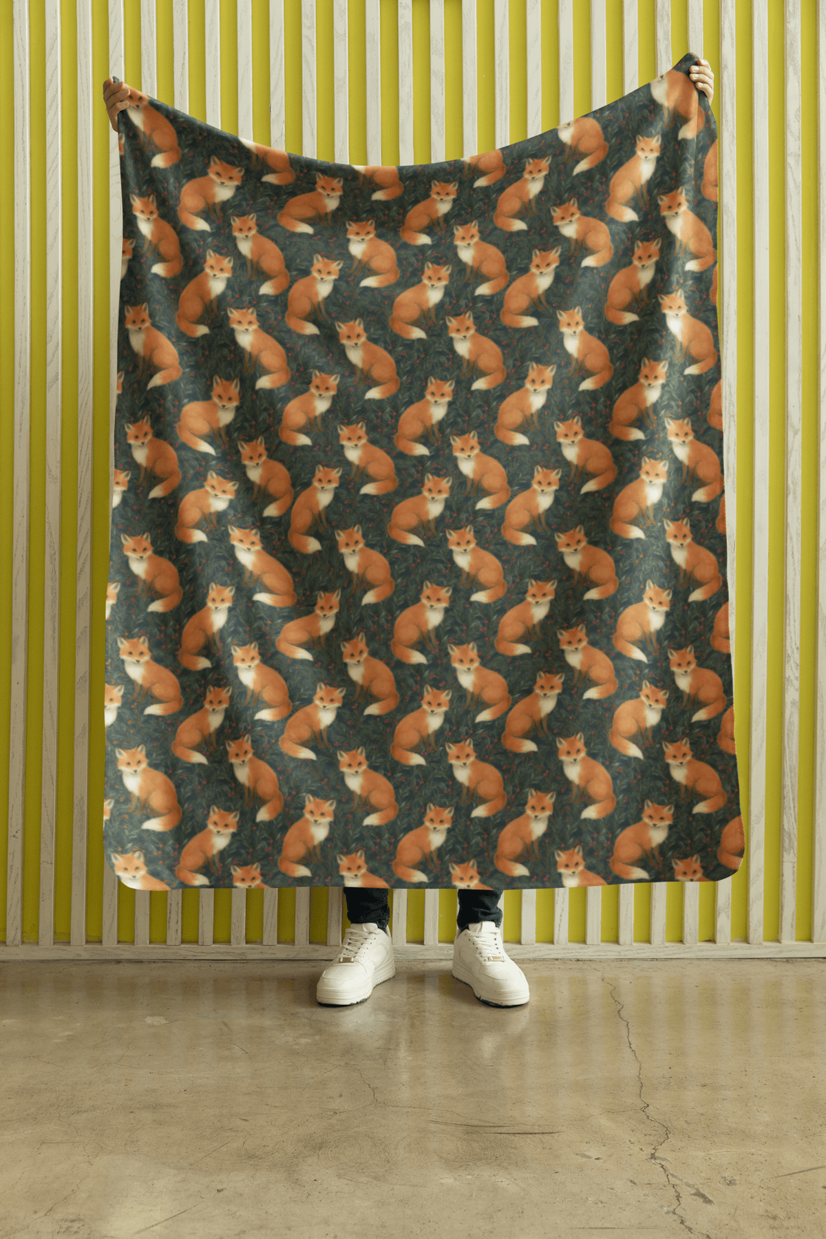 Fox In The Pines Sherpa Blanket