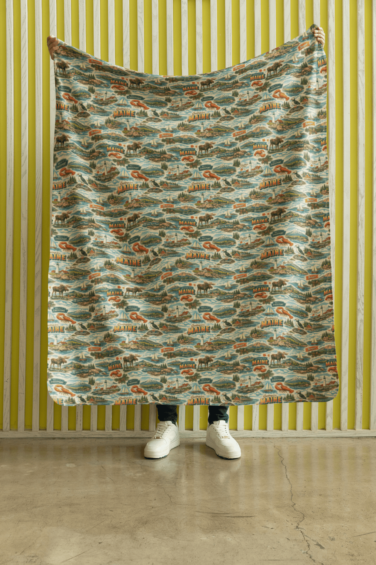 Maine Postcard Memories Sherpa Blanket
