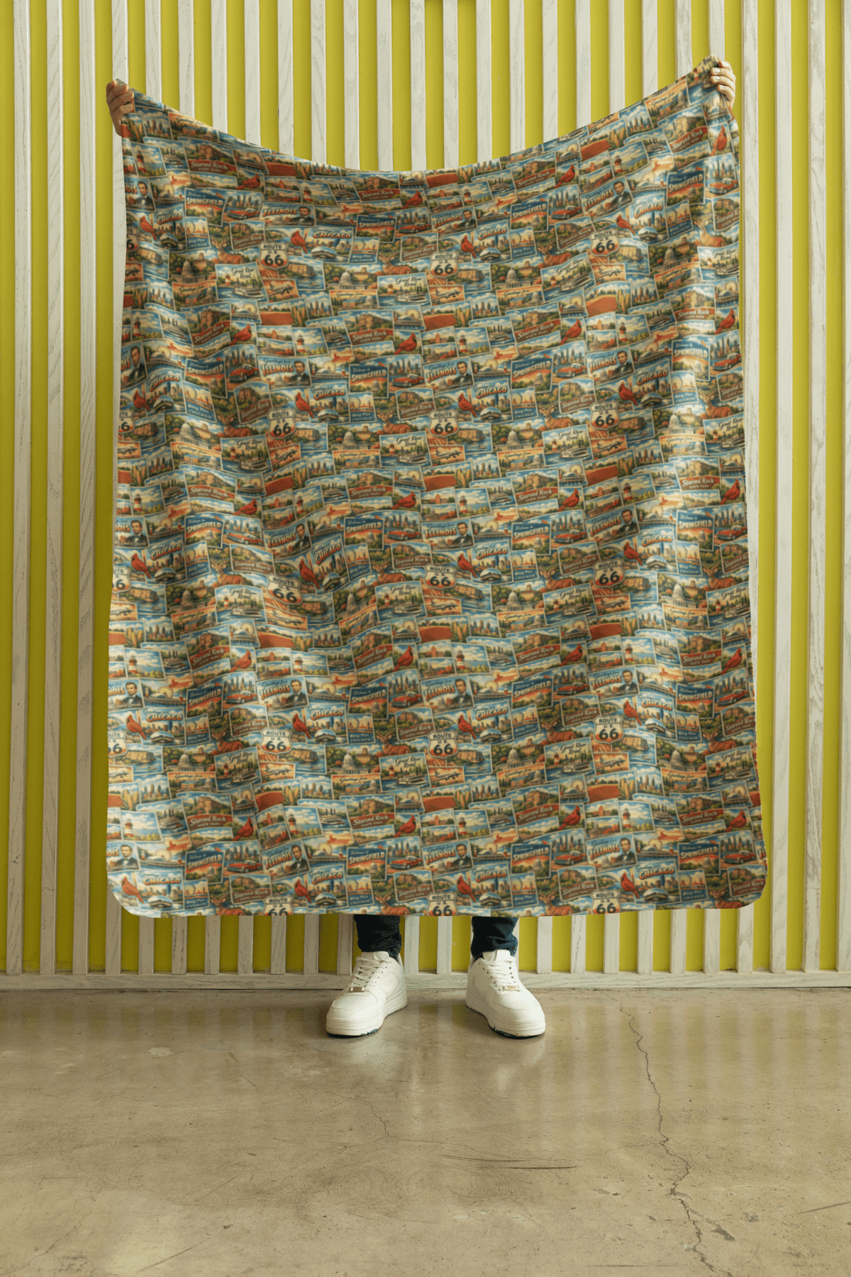 Illinois Postcard Memories Sherpa Blanket