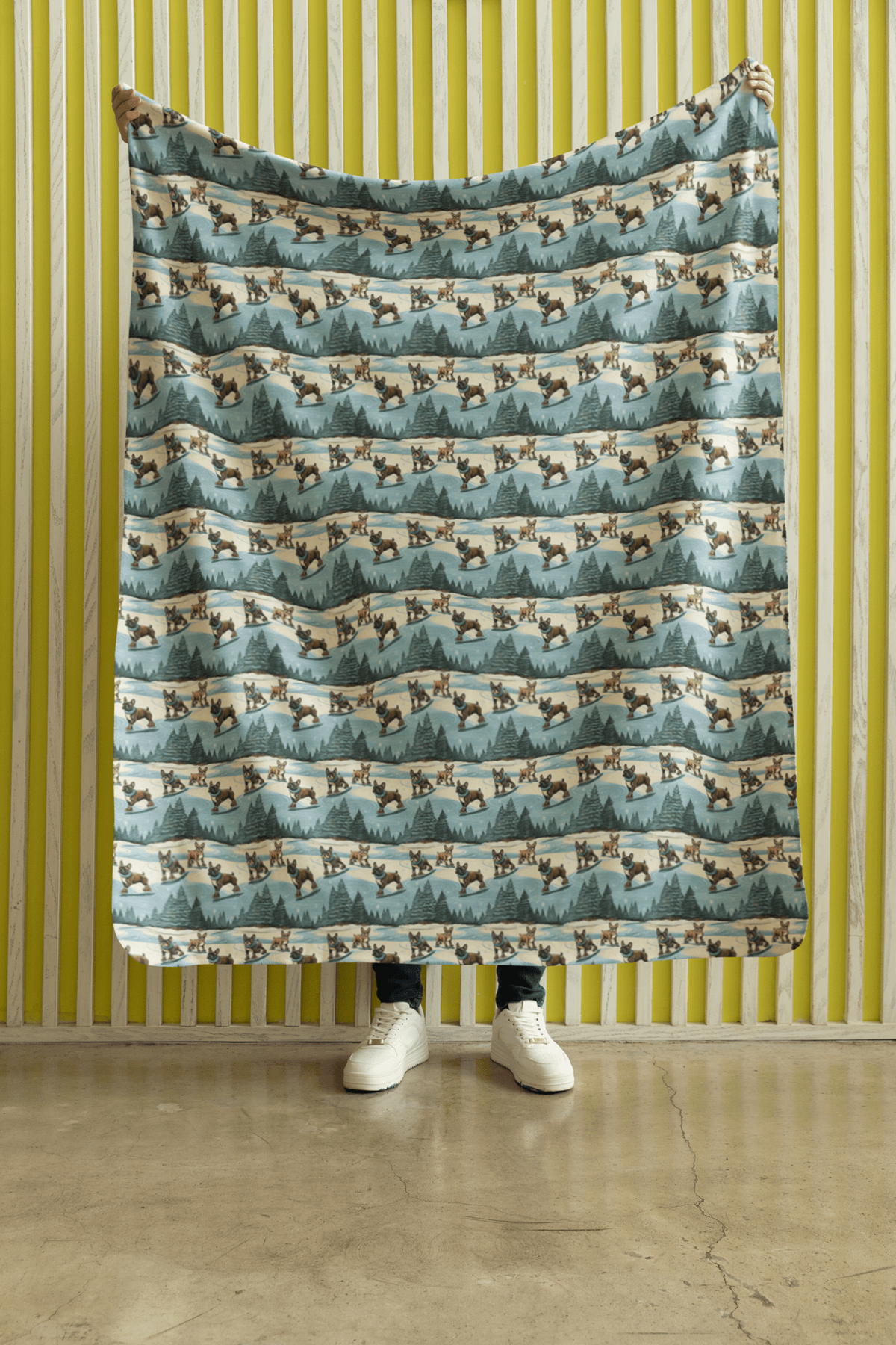 Frenchie Pirouettes Sherpa Blanket