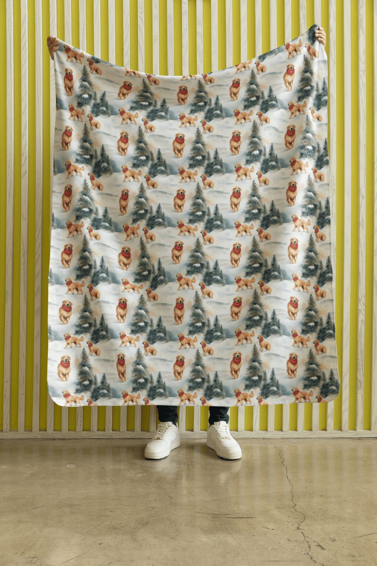 Golden Flurries Sherpa Blanket