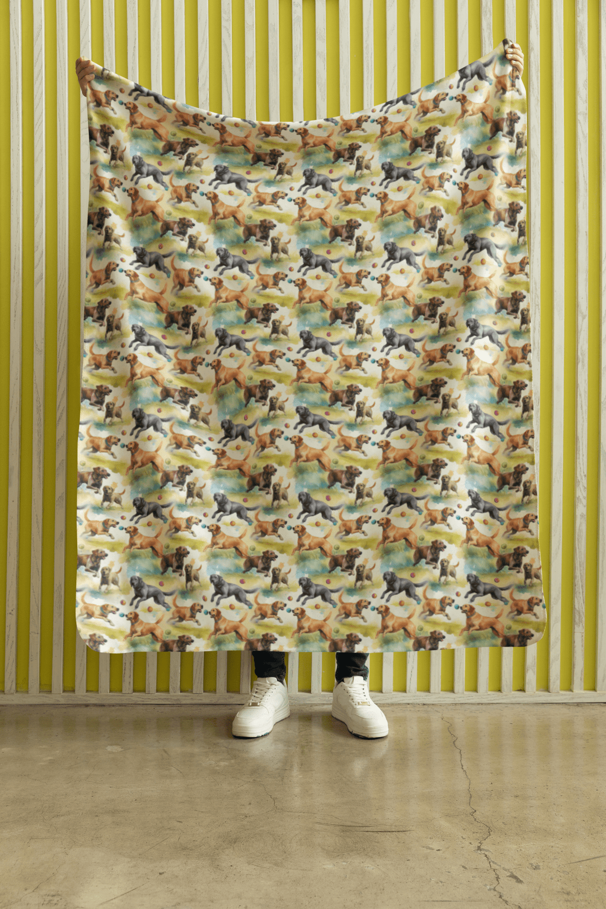 Lab's Bounding Pounce Sherpa Blanket