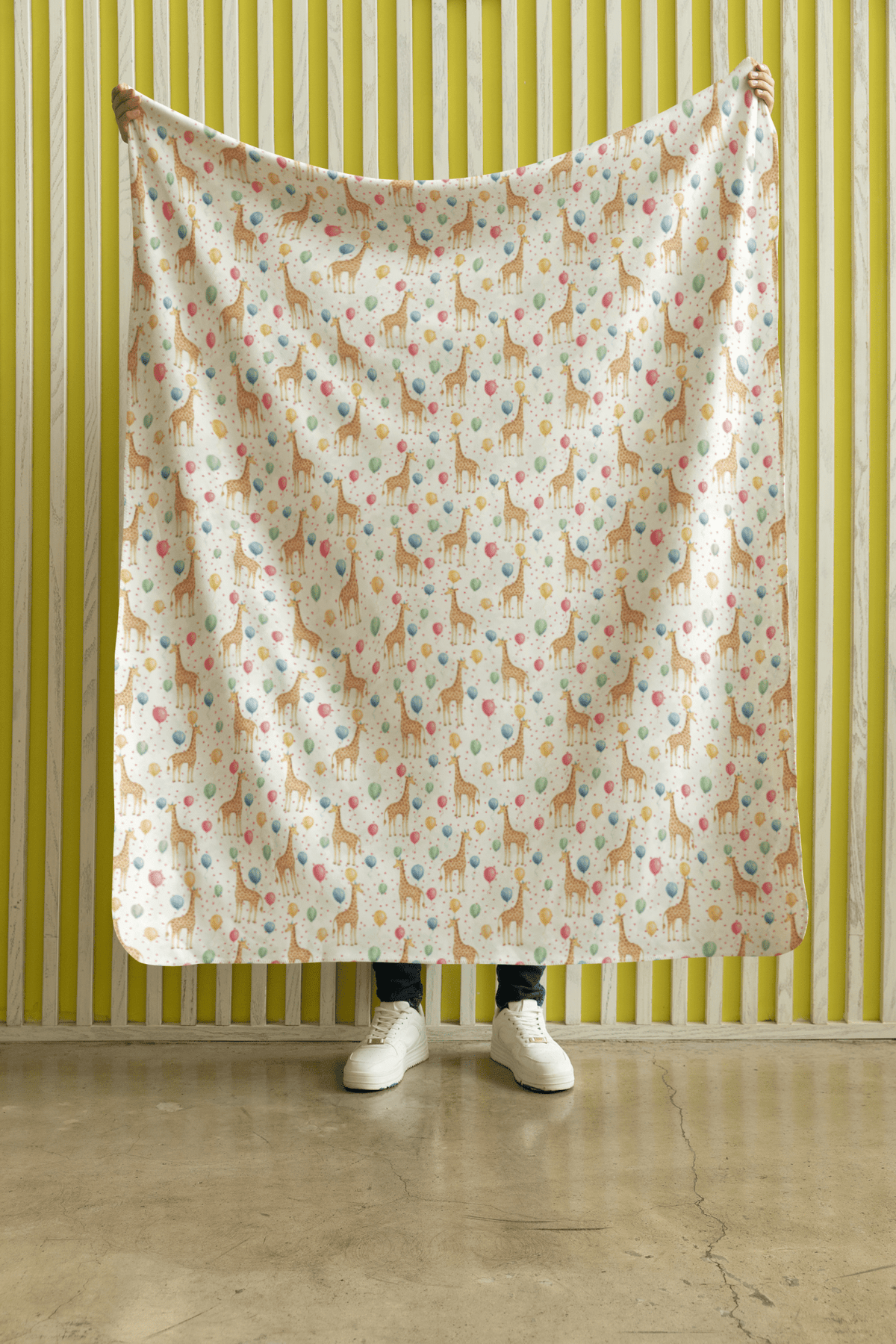 Giraffe Balloon Bash Sherpa Blanket