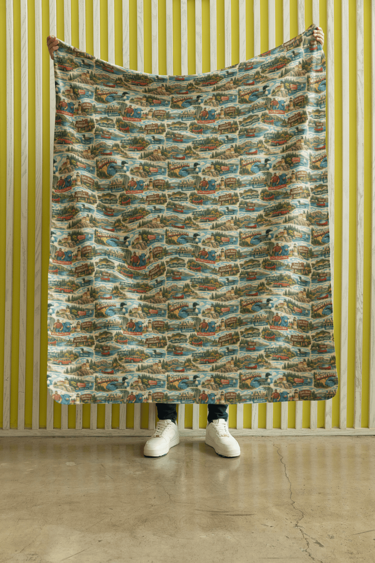 Minnesota Postcard Memories Sherpa Blanket
