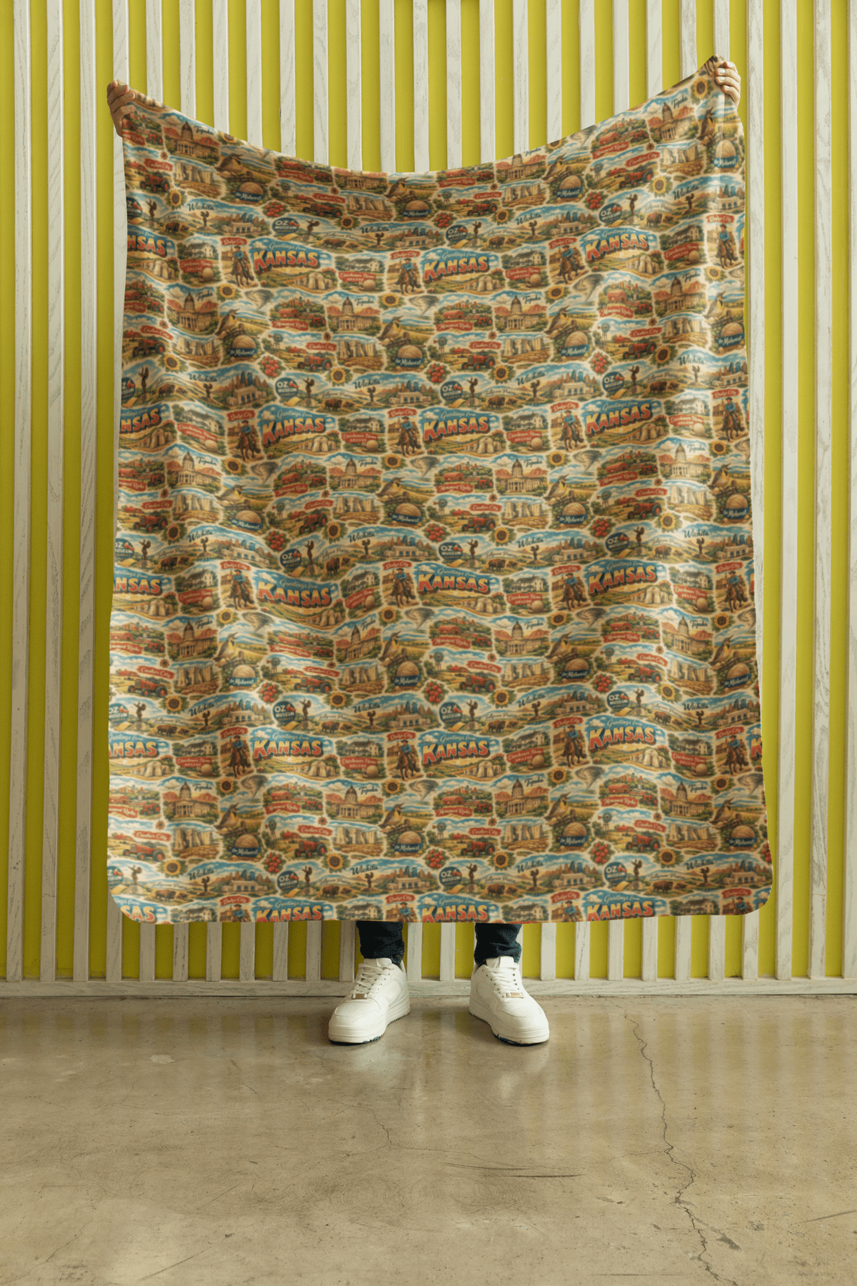 Kansas Postcard Memories Sherpa Blanket