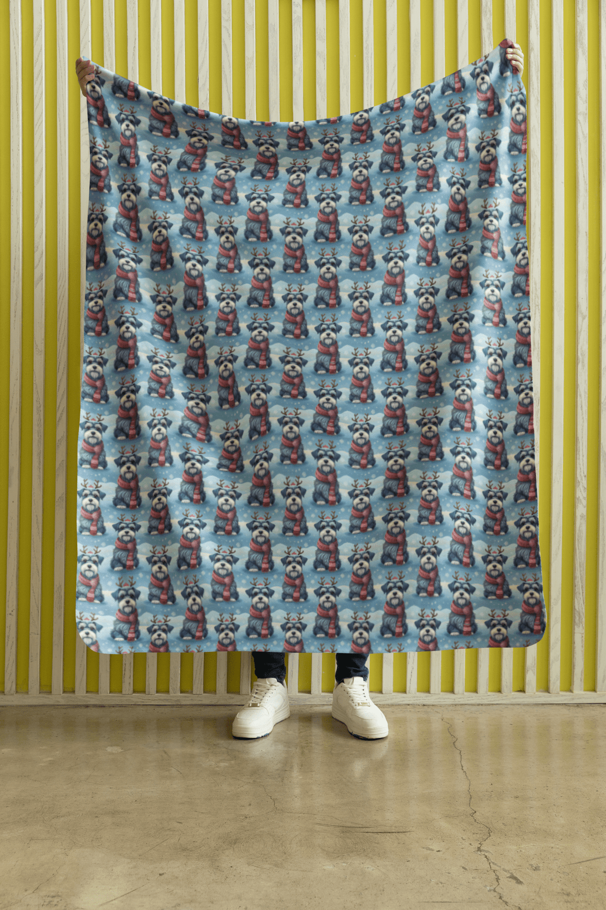 Scarved Schnauzer Cheer Sherpa Blanket