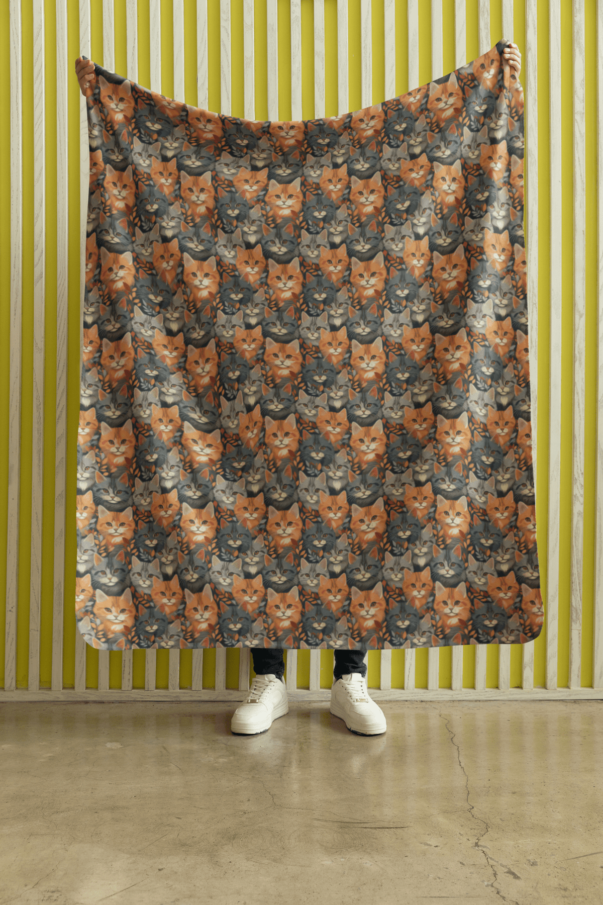 Tiny Tabby Cat Tumbles Sherpa Blanket
