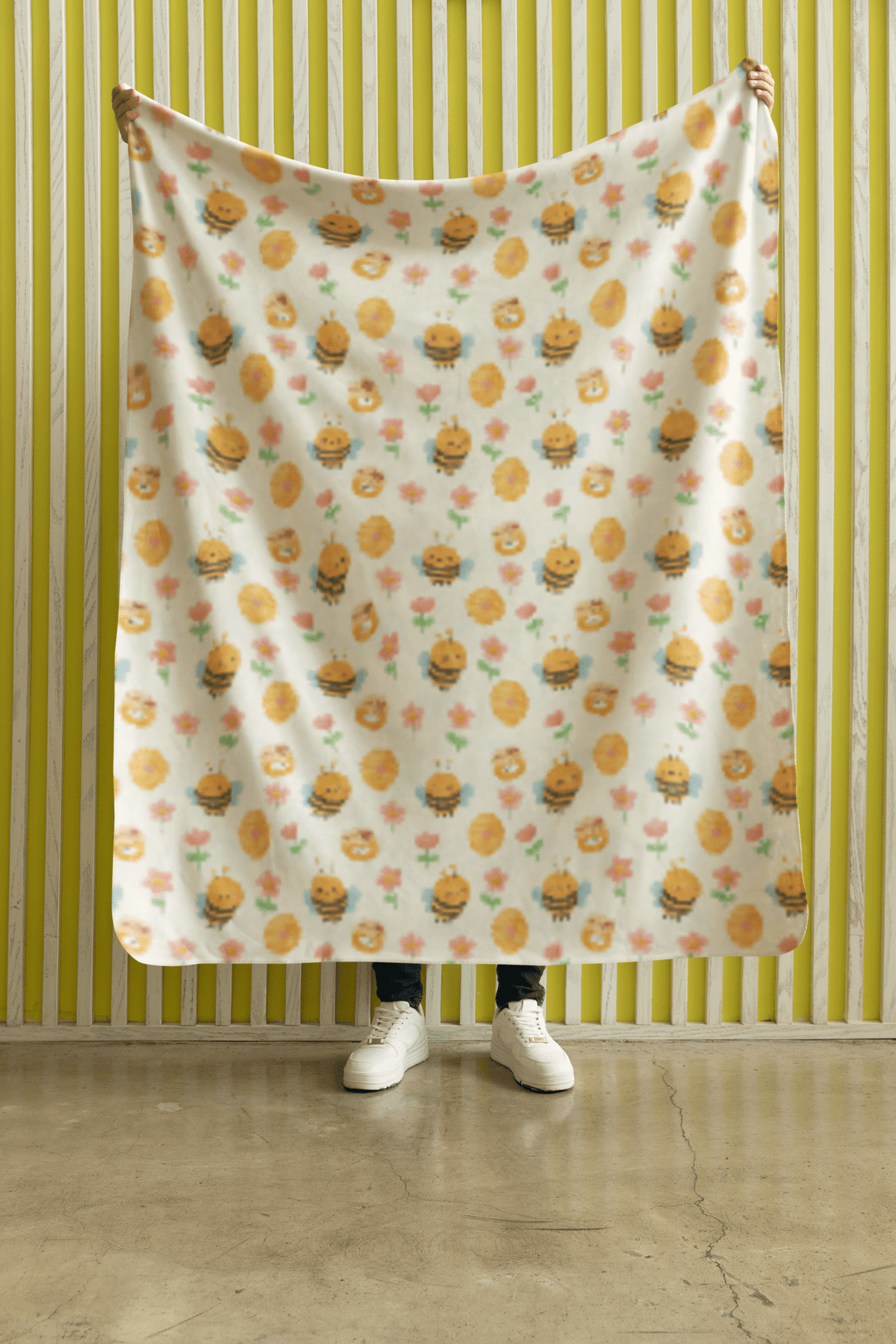 Happy Honeybees Sherpa Blanket