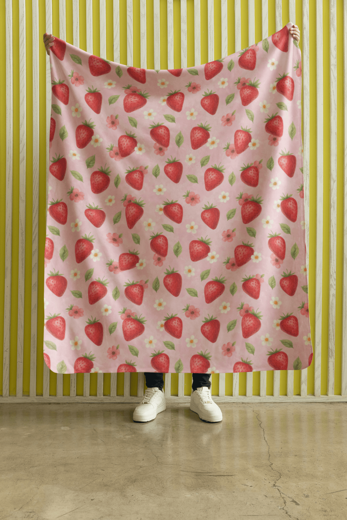 Sweet Strawberries Sherpa Blanket