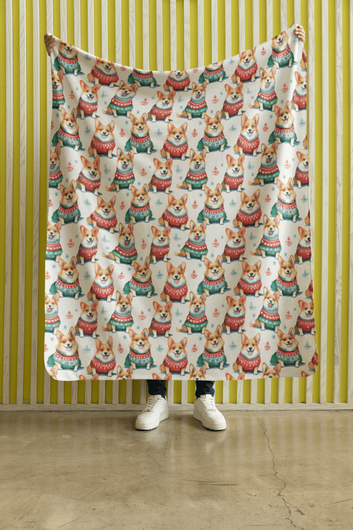 Corgi Holiday Sweaters Sherpa Blanket