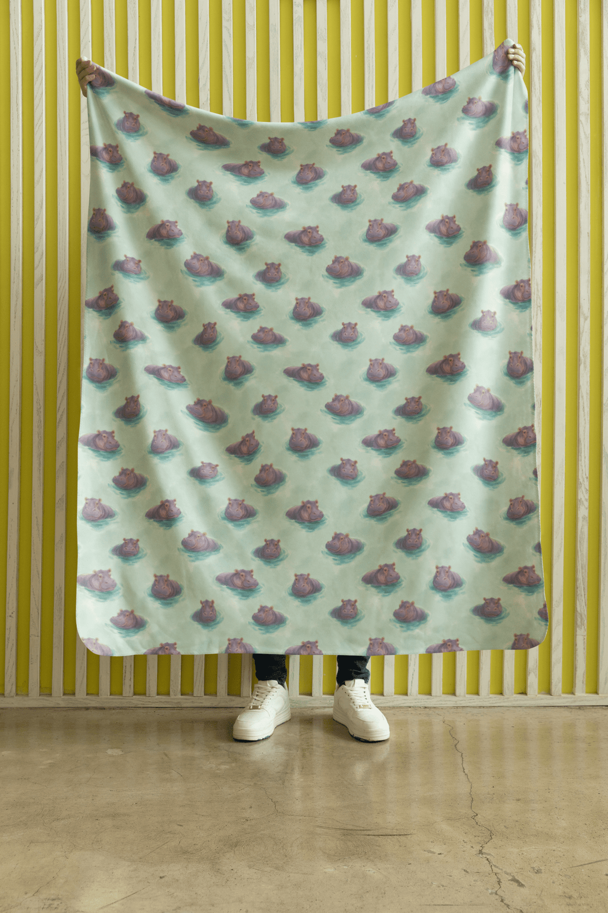 Hippo Harbor Sherpa Blanket