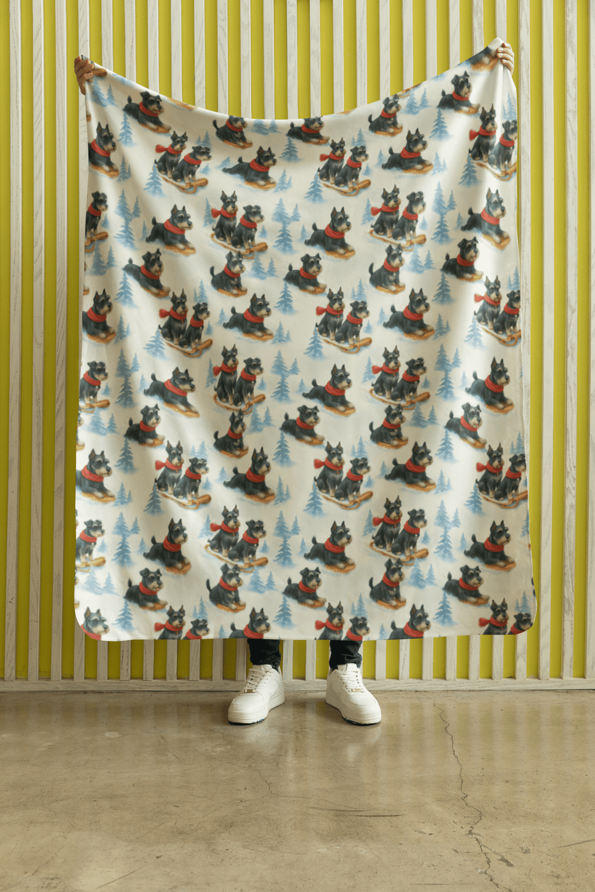 Snowy Trails, Schnauzer Tales Sherpa Blanket