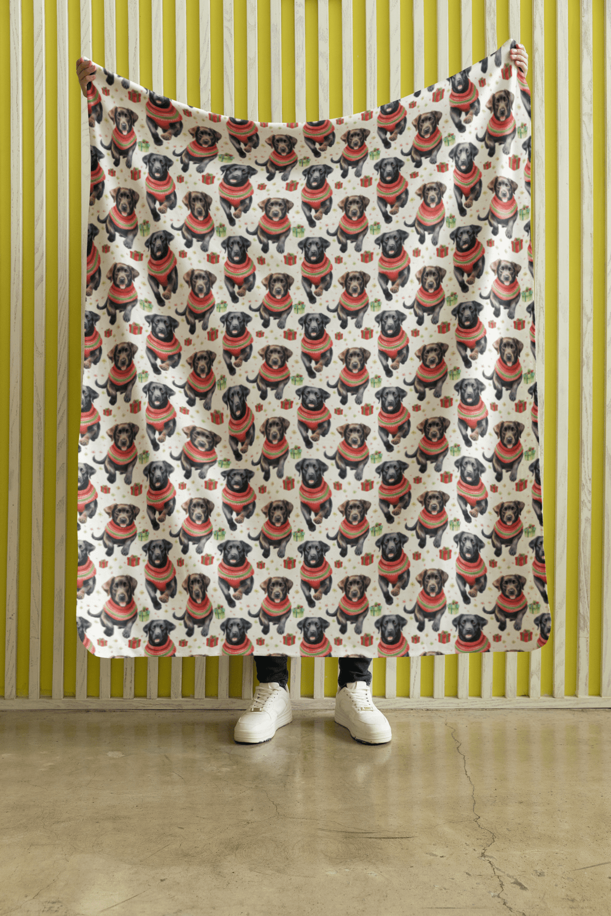Labrador Holiday Sweaters Sherpa Blanket