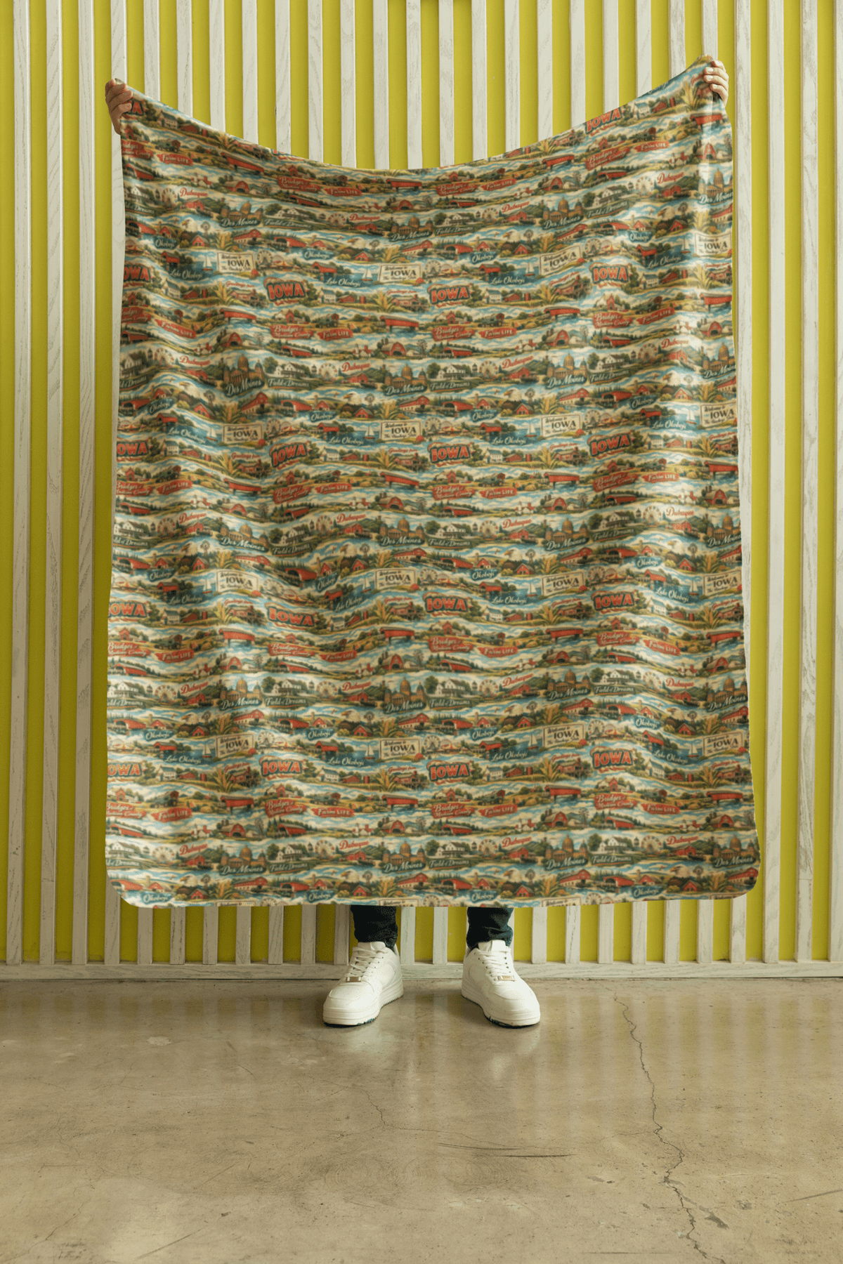Iowa Postcard Memories Sherpa Blanket