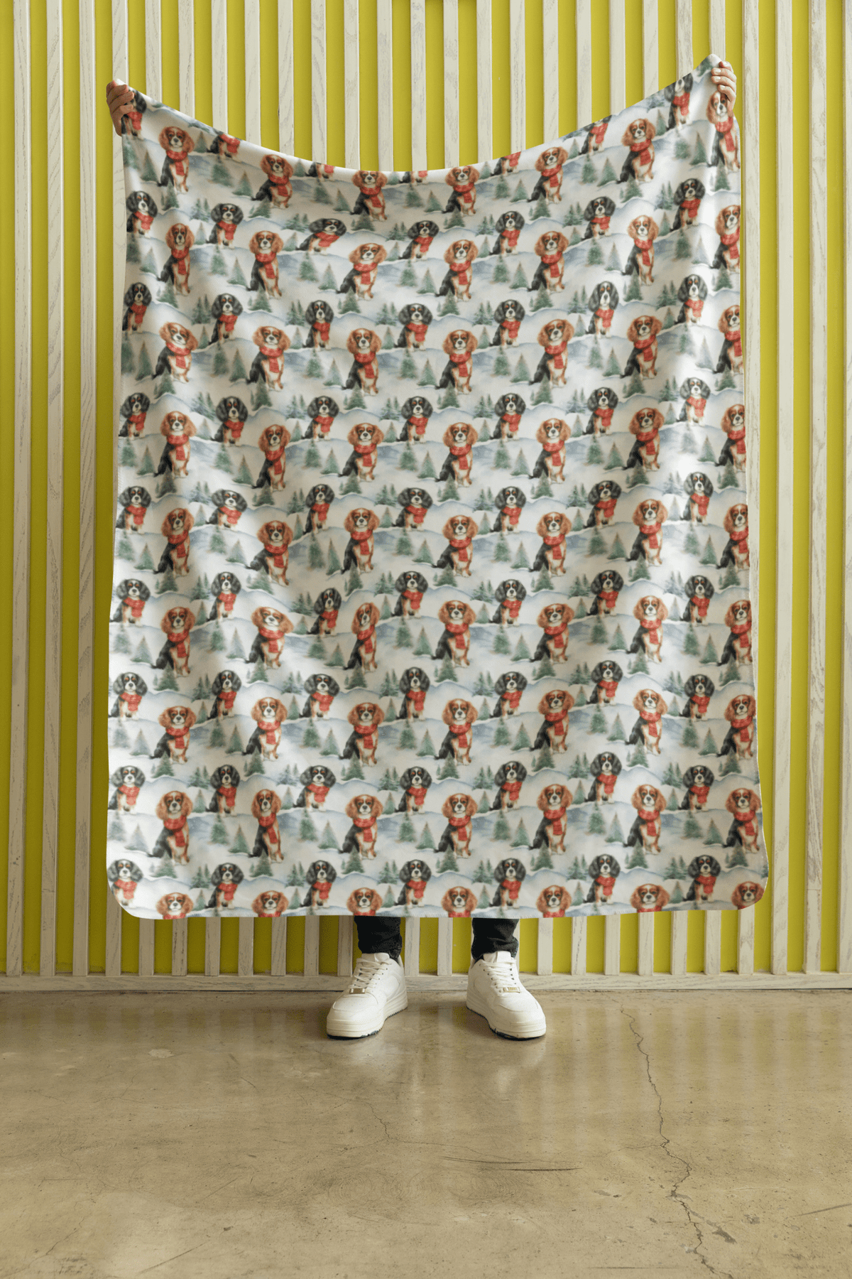 Cavalier King Christmas Sherpa Blanket
