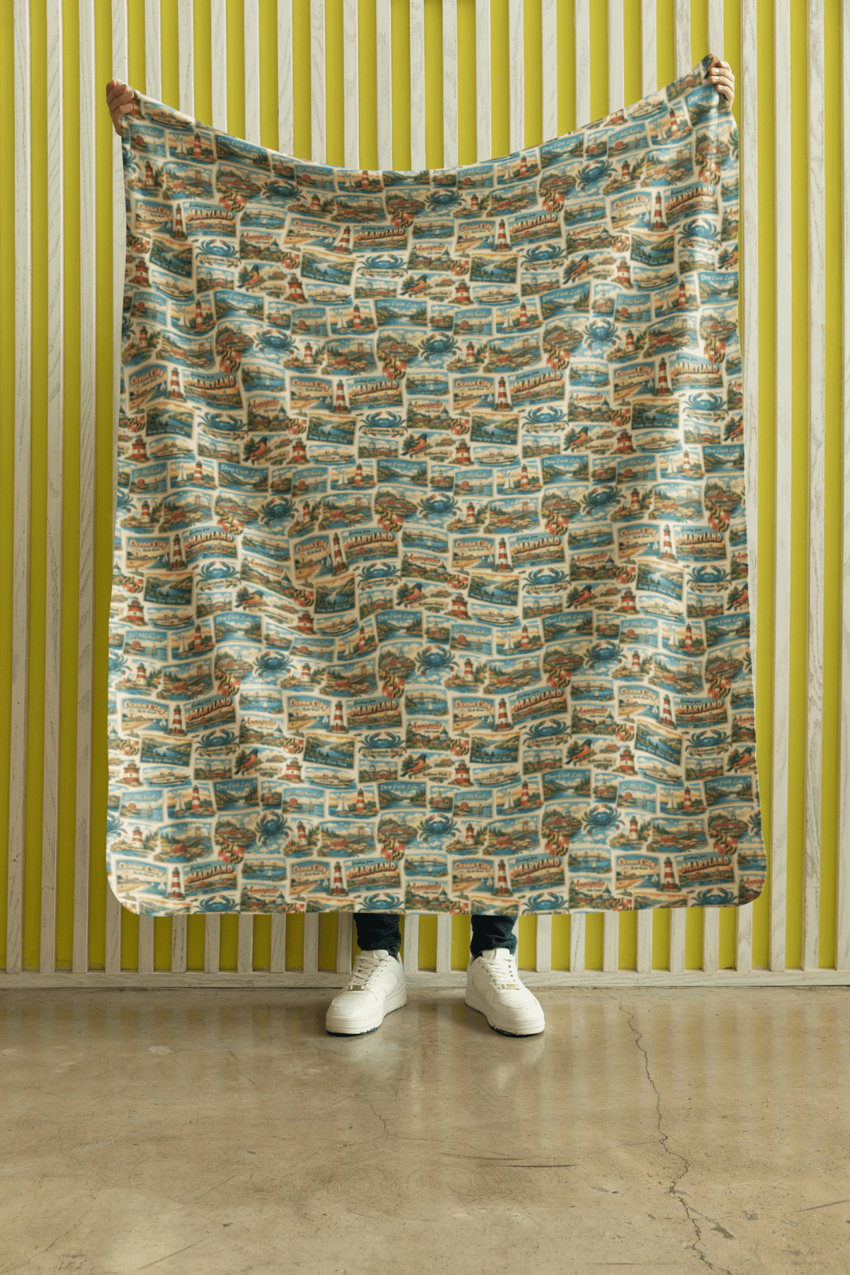 Maryland Postcard Memories Sherpa Blanket