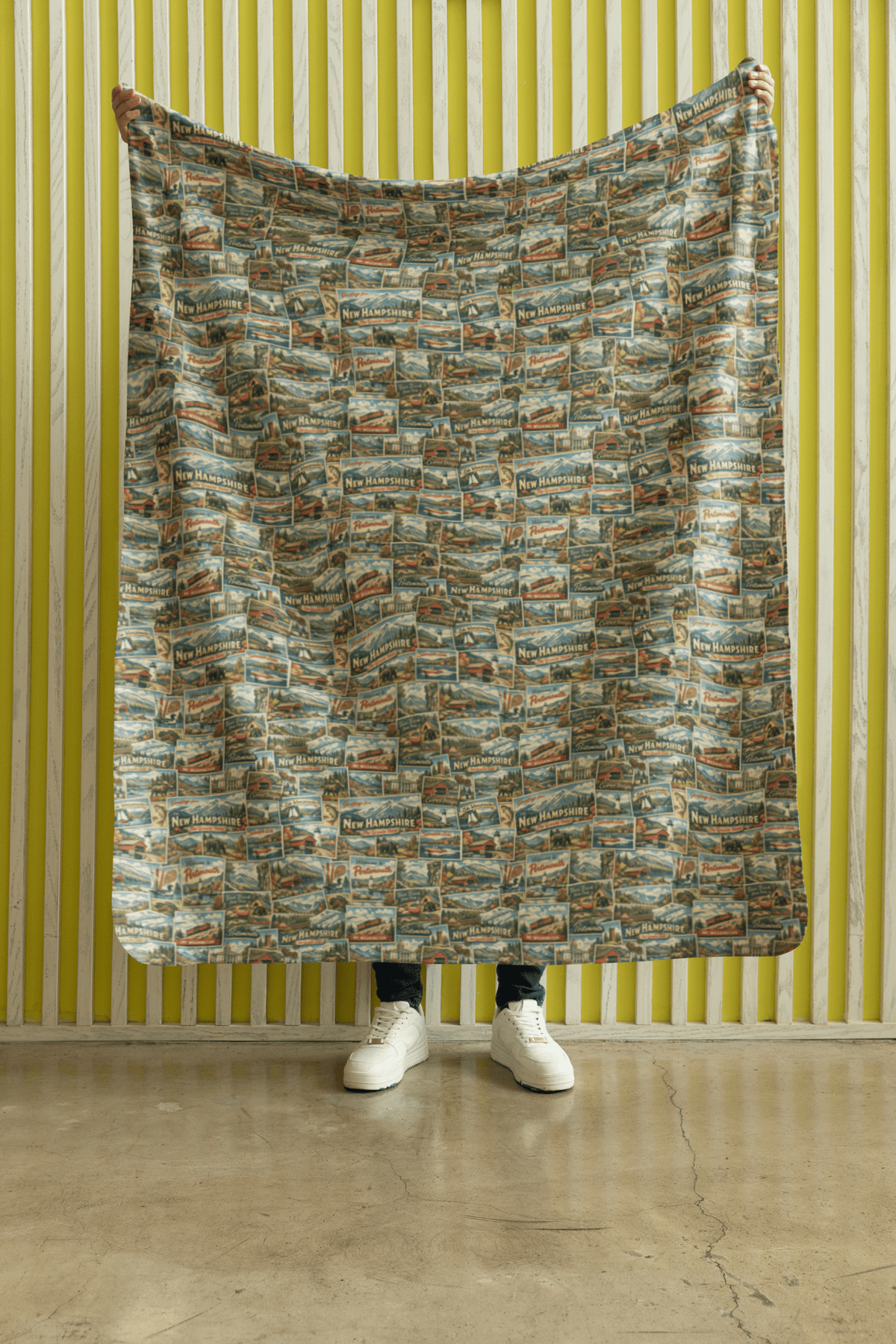 New Hampshire Postcard Memories Sherpa Blanket