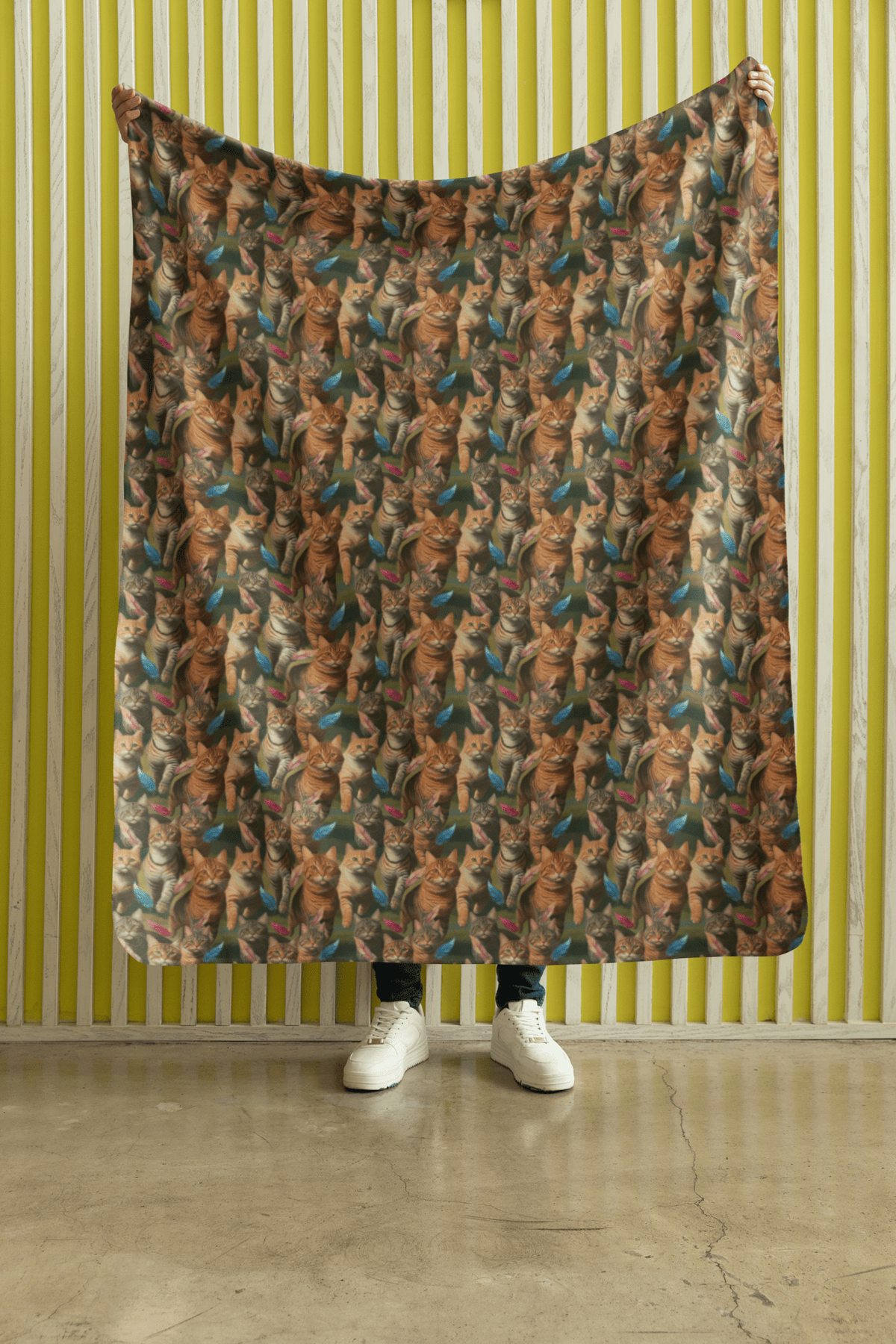 Tabby Cat Chasing Sherpa Blanket
