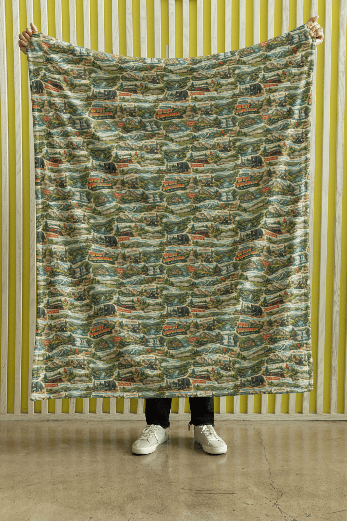 West Virginia Postcard Memories Sherpa Blanket