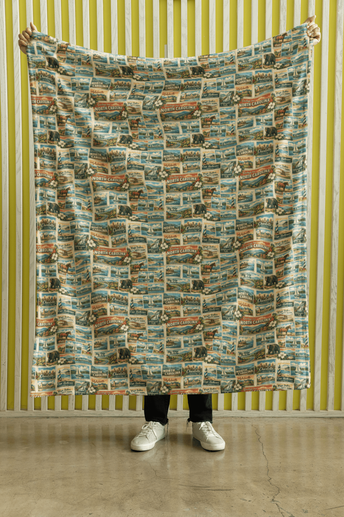 North Carolina Postcard Memories Sherpa Blanket