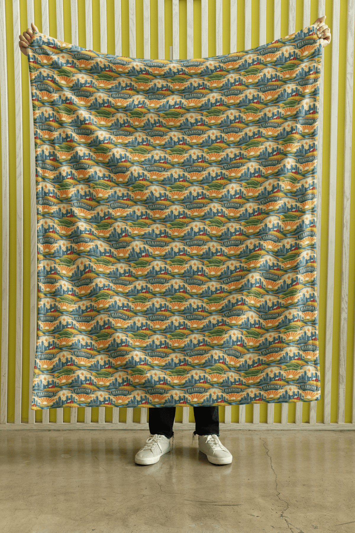 Illinois Prairie Modern Sherpa Blanket