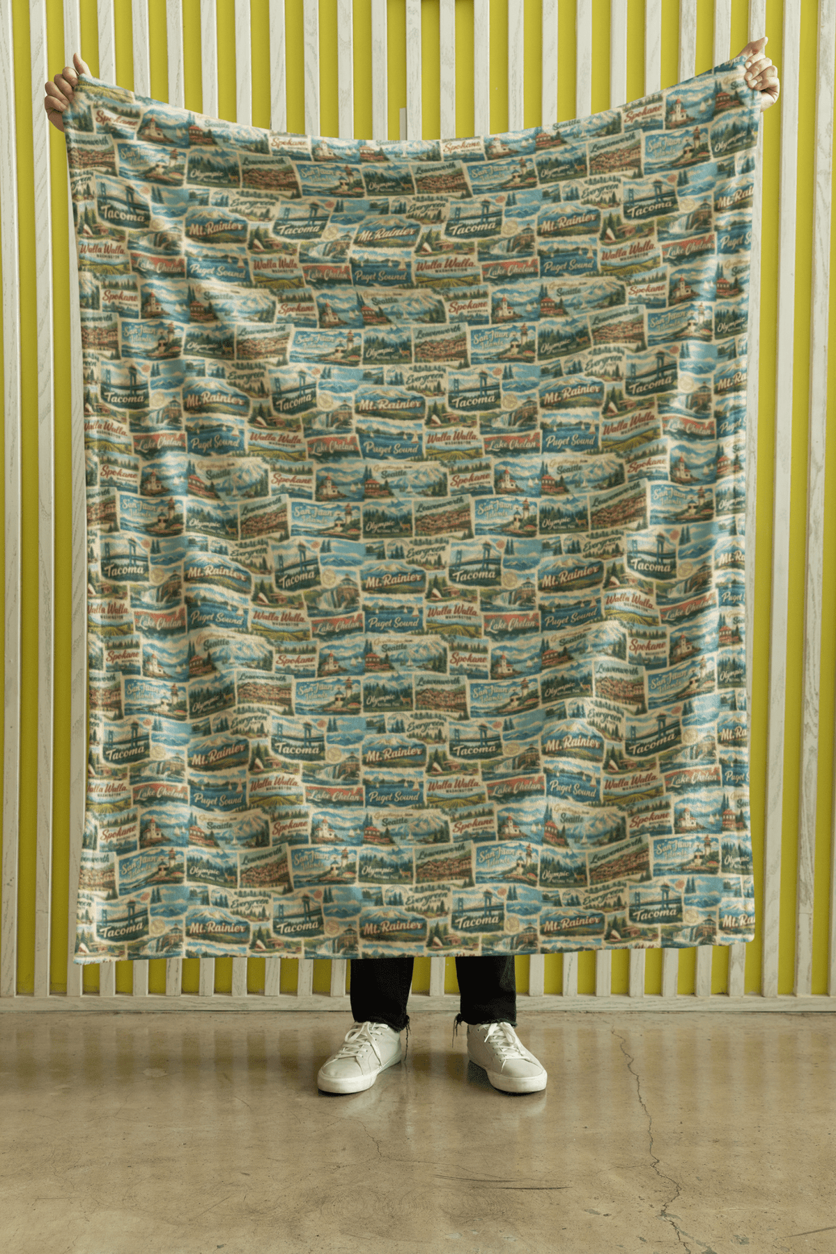 Washington Postcard Memories Sherpa Blanket