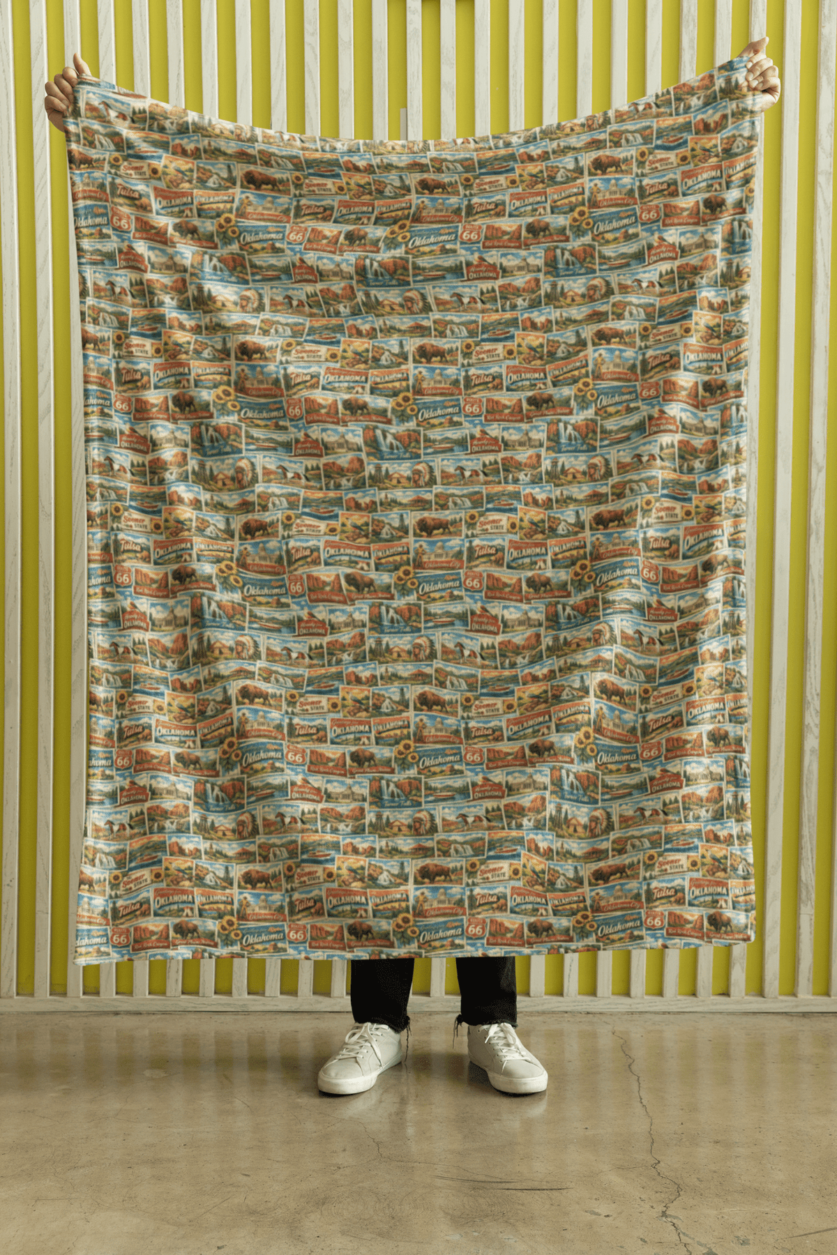Oklahoma Postcard Memories Sherpa Blanket