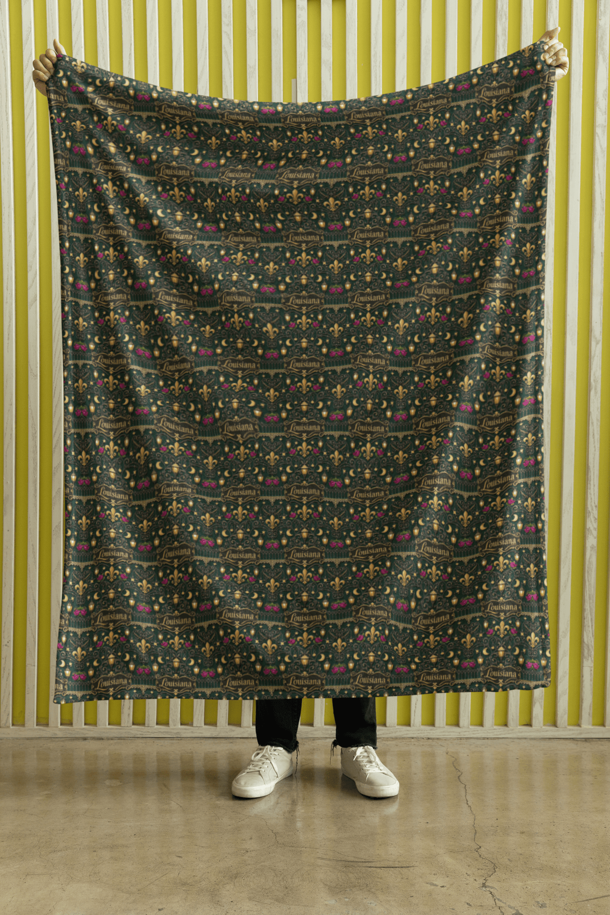 Louisiana French Quarter Flourish Sherpa Blanket