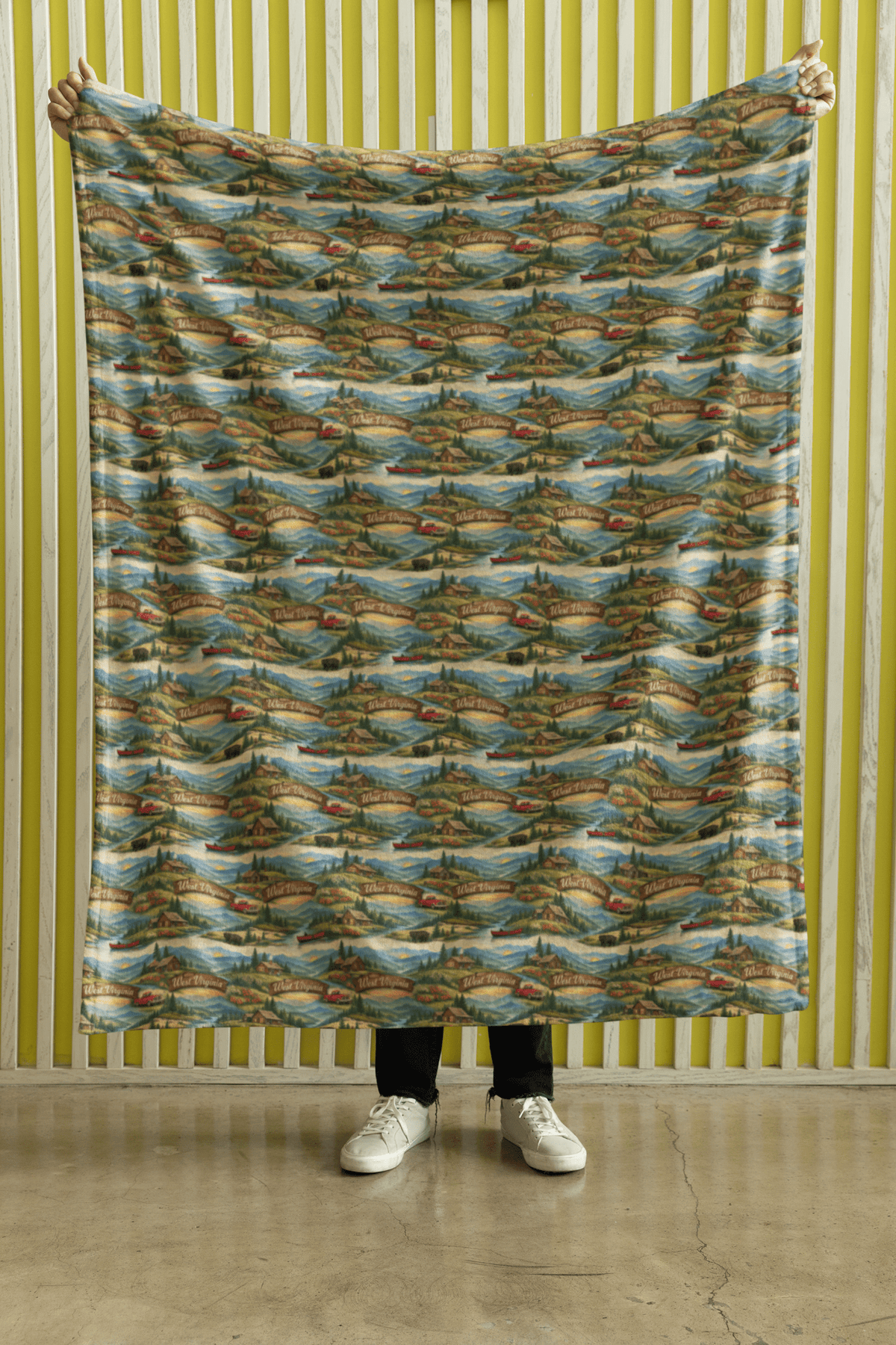 West Virginia Mountain Ridge Sherpa Blanket