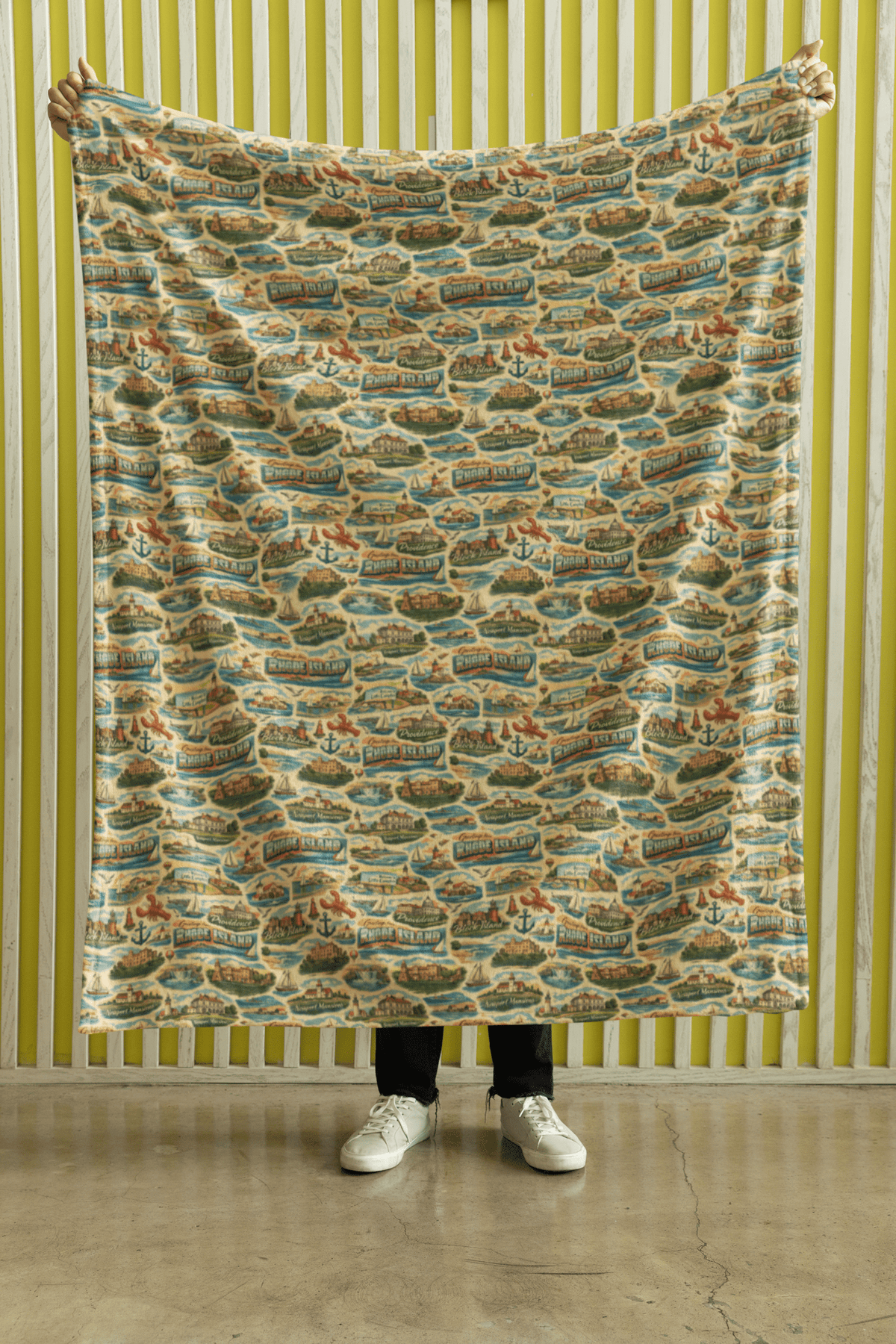 Rhode Island Postcard Memories Sherpa Blanket