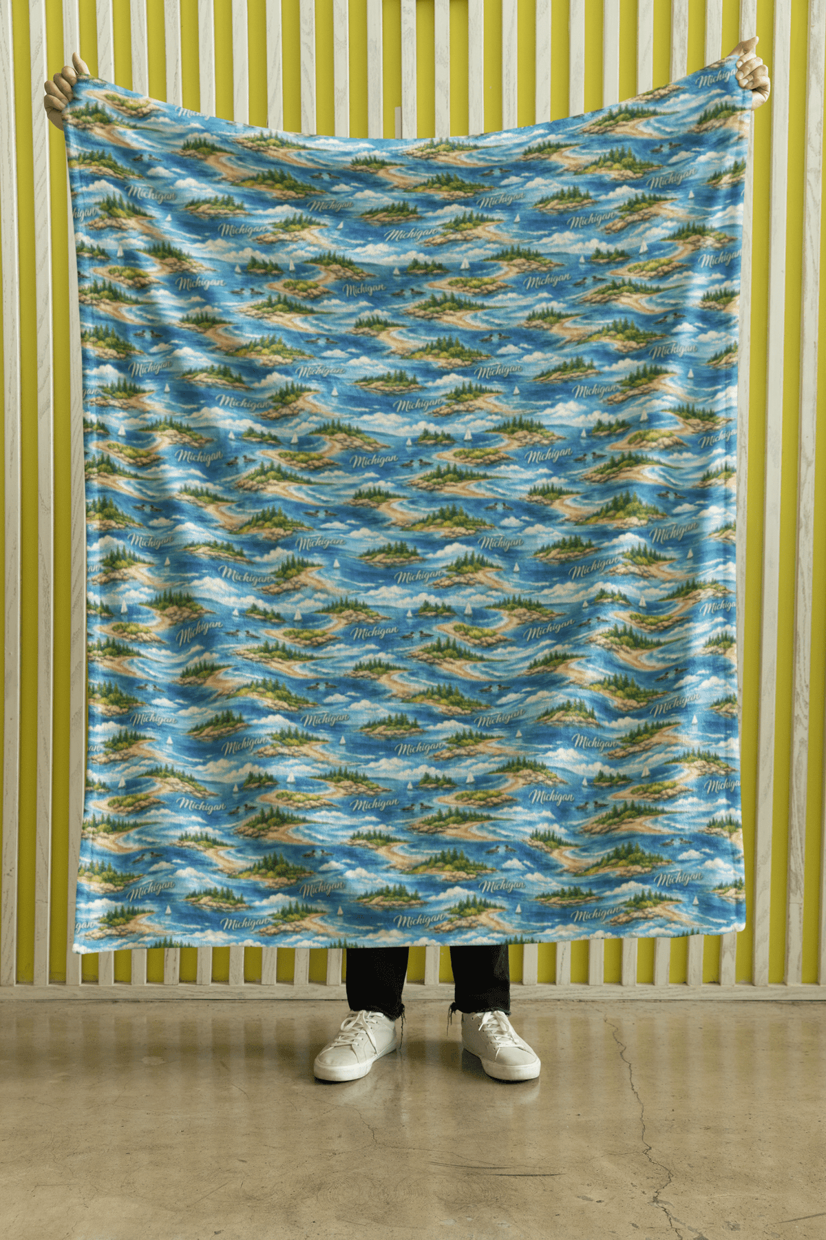 Michigan Great Lakes Calm Sherpa Blanket