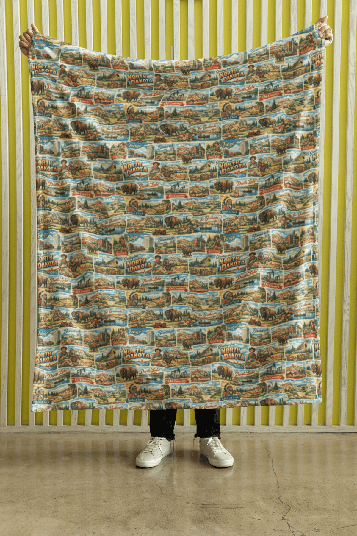 North Dakota Postcard Memories Sherpa Blanket