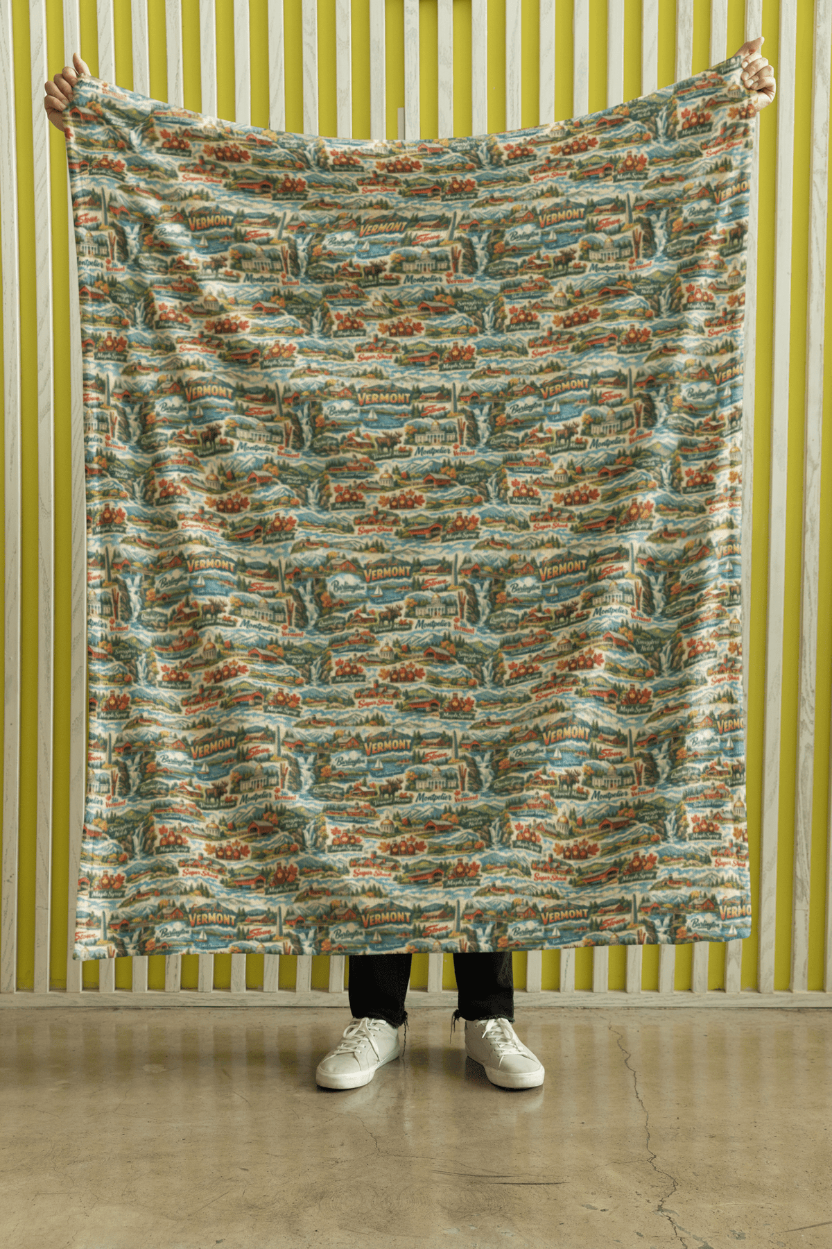Vermont Postcard Memories Sherpa Blanket