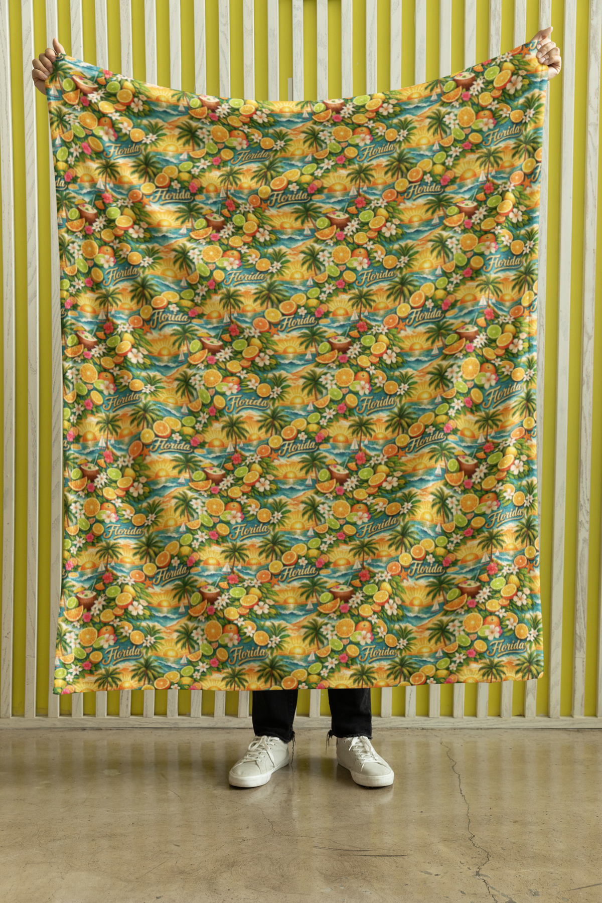 Florida Tropical Bloom Sherpa Blanket