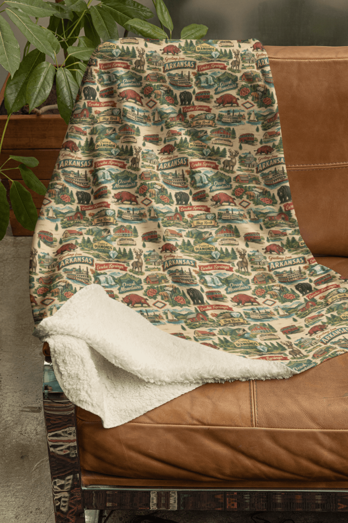 Arkansas Postcard Memories Sherpa Blanket
