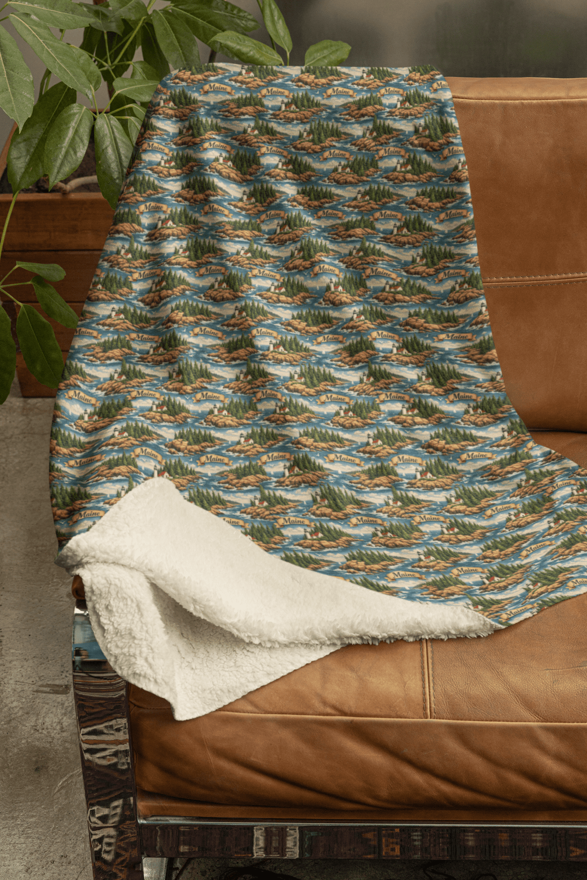 Maine Pine & Coast Sherpa Blanket