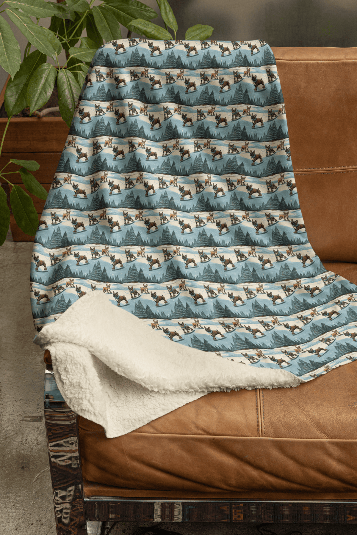 Frenchie Pirouettes Sherpa Blanket
