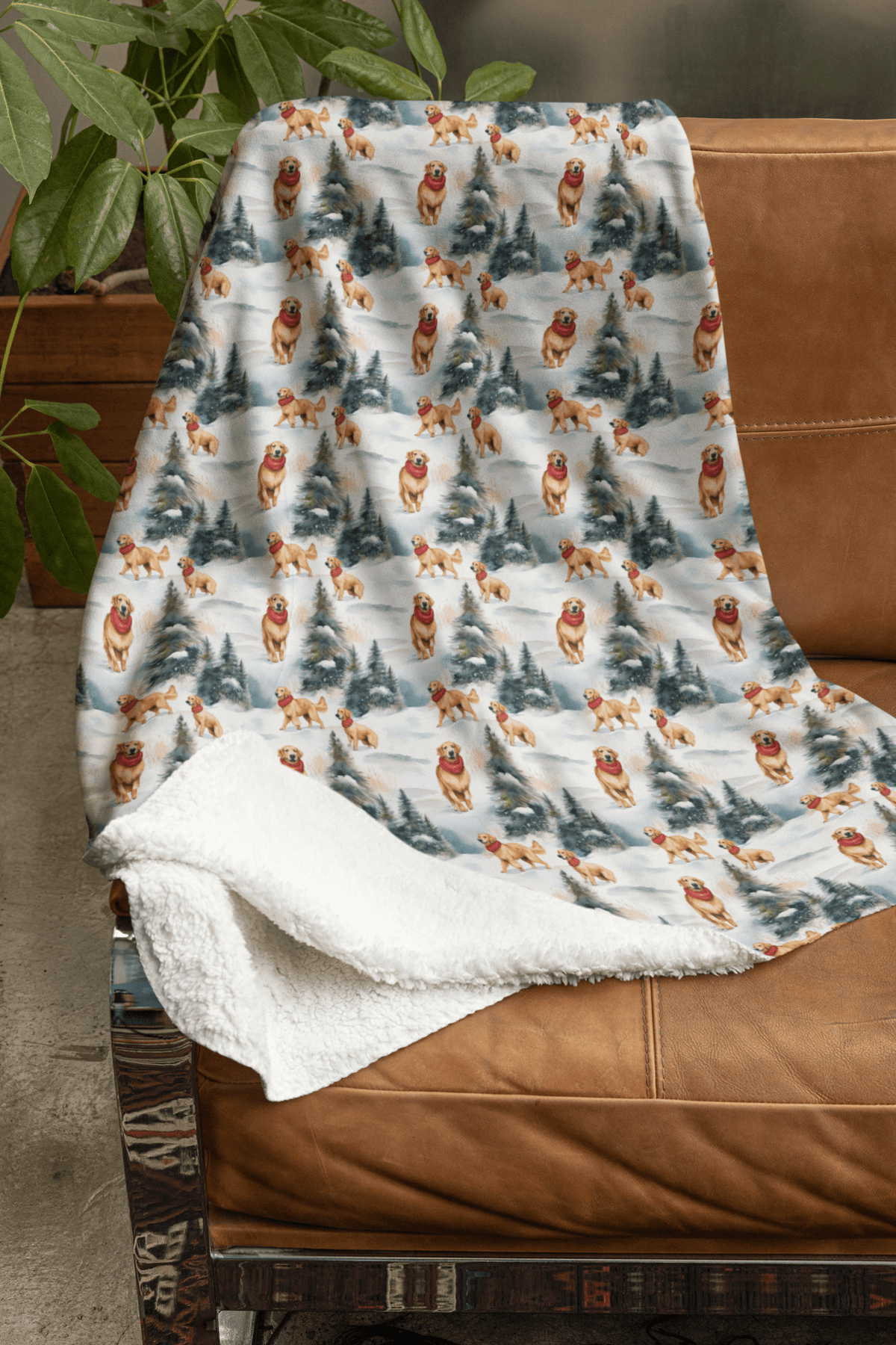 Golden Flurries Sherpa Blanket
