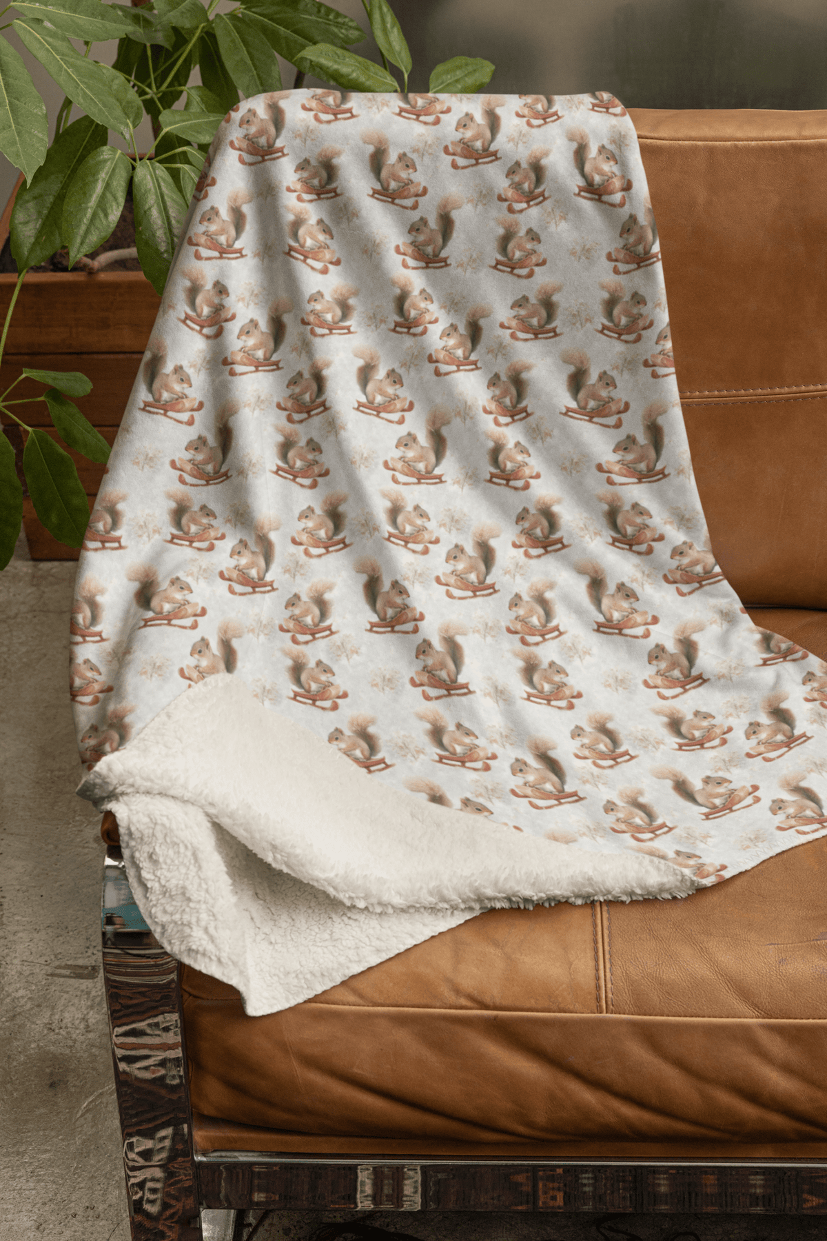 Snowbound Squirrel Sherpa Blanket