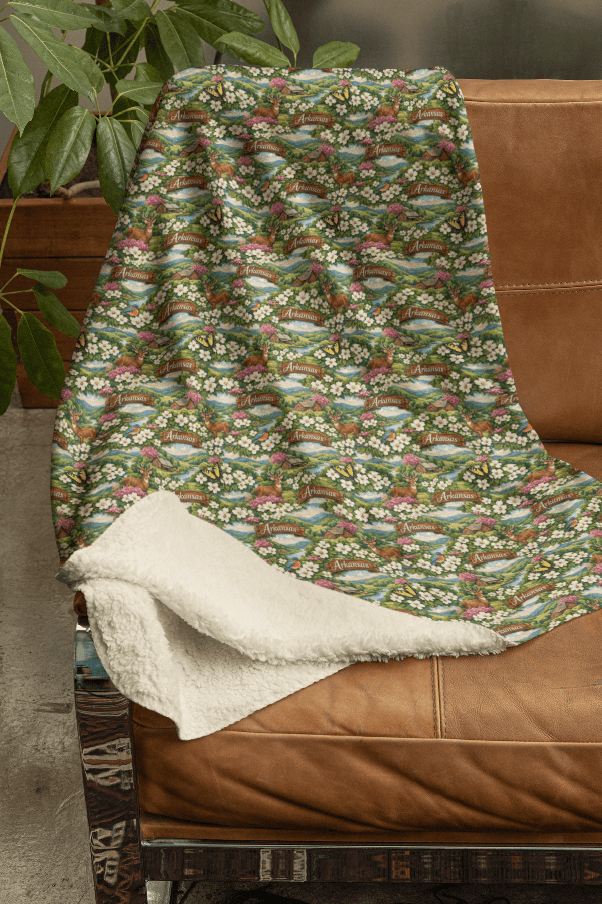 Arkansas Ozark Heritage Sherpa Blanket