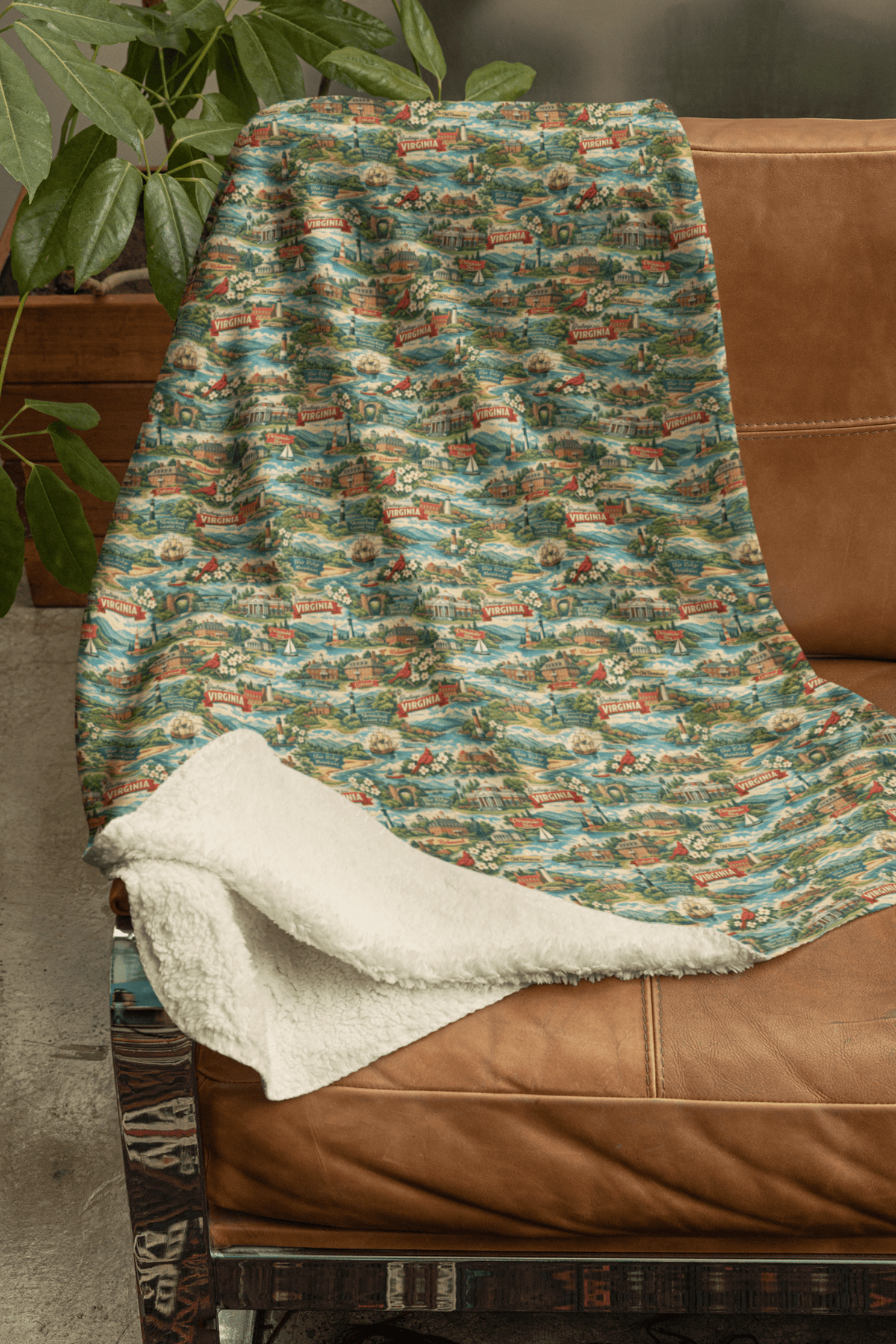 Virginia Postcard Memories Sherpa Blanket