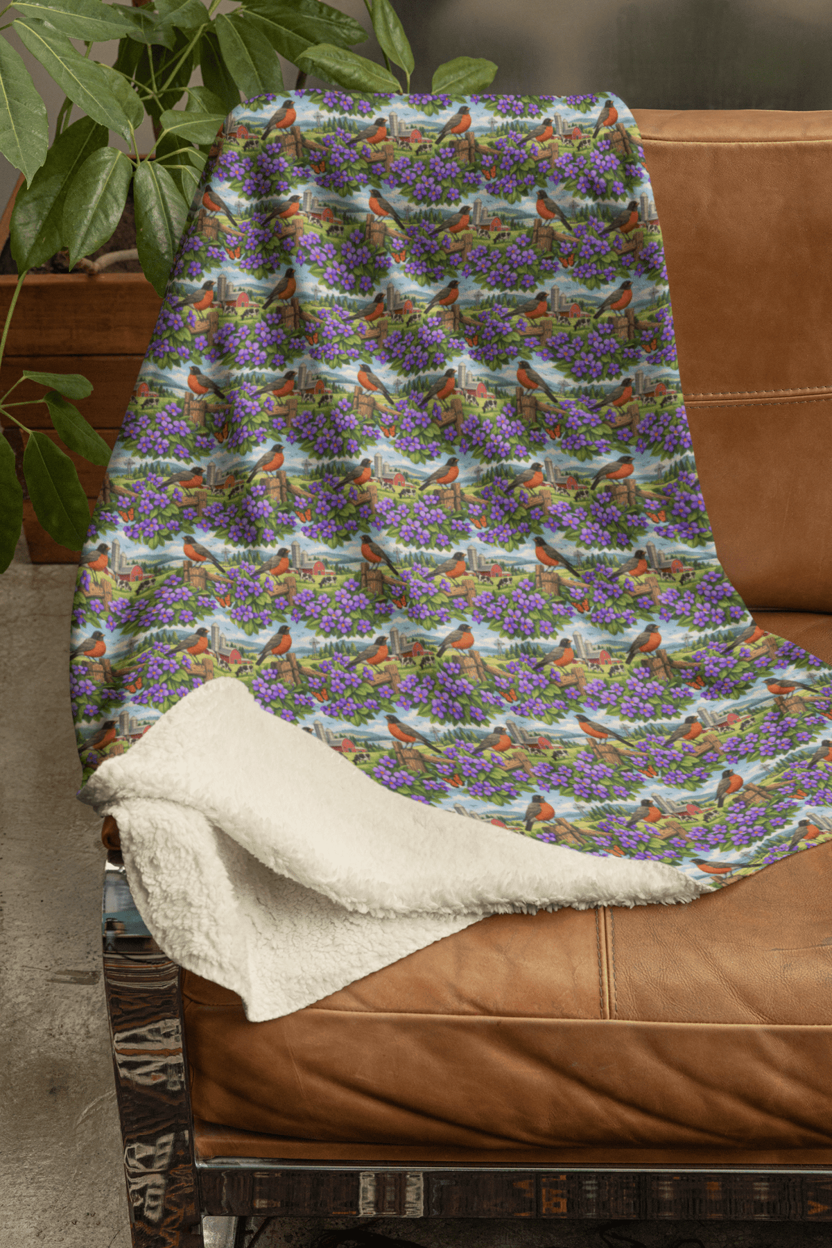 Wisconsin Flora & Fauna Sherpa Blanket