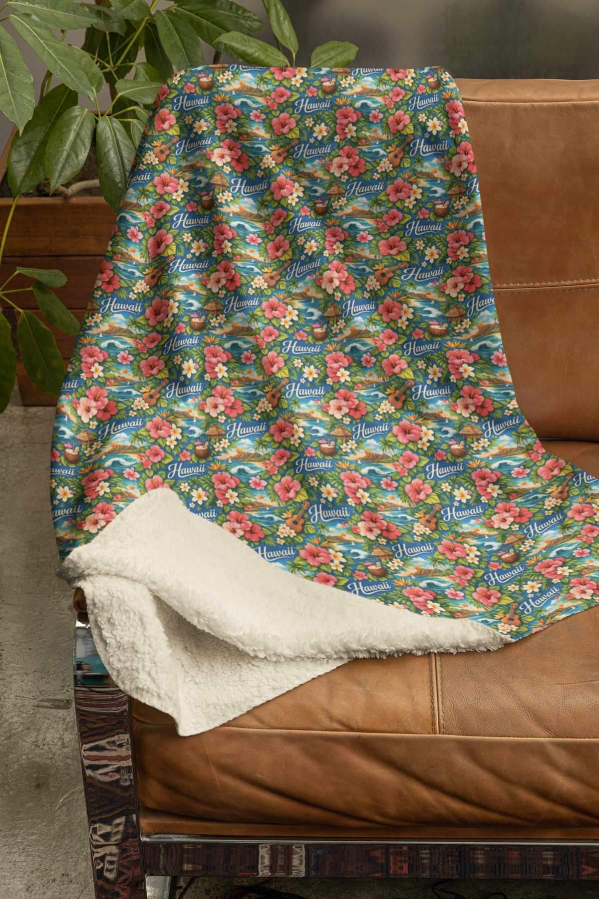 Hawaii Island Aloha Sherpa Blanket
