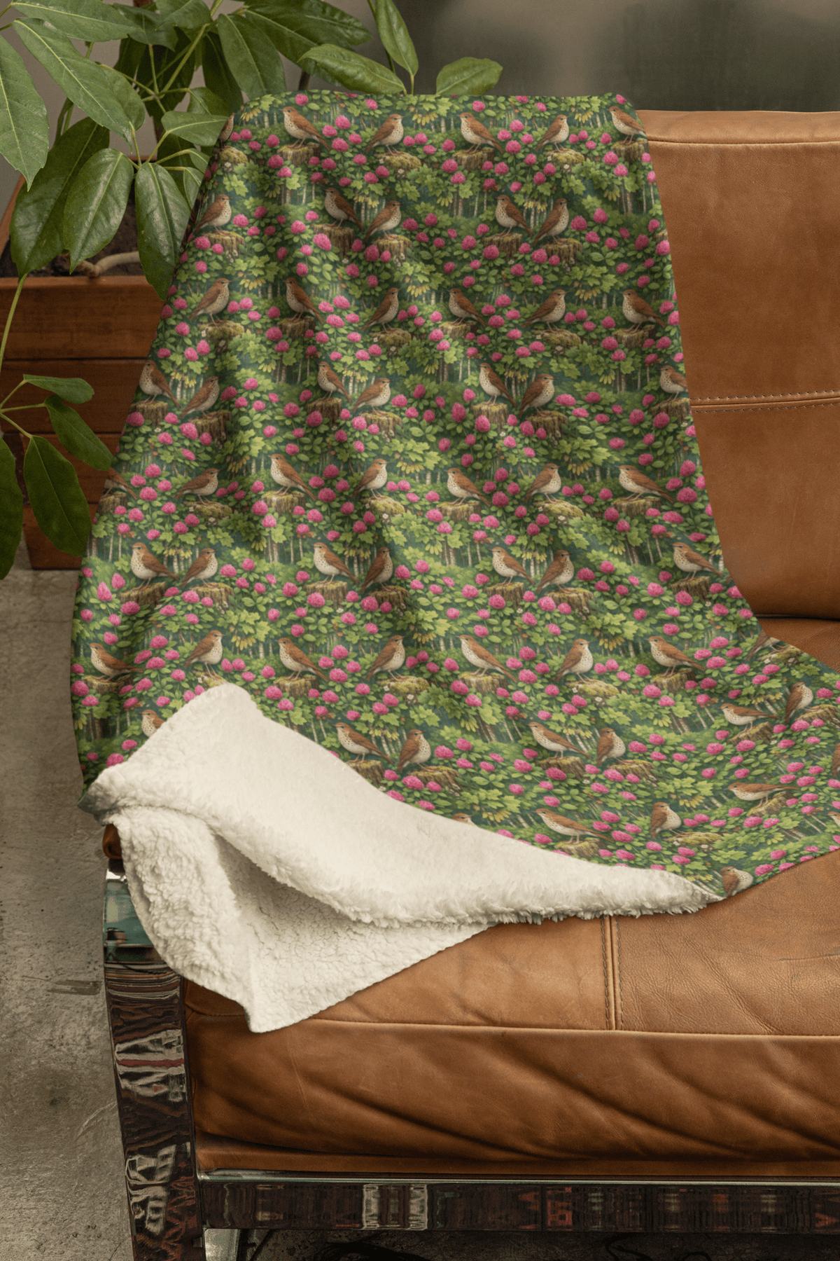 Vermont Flora & Fauna Sherpa Blanket