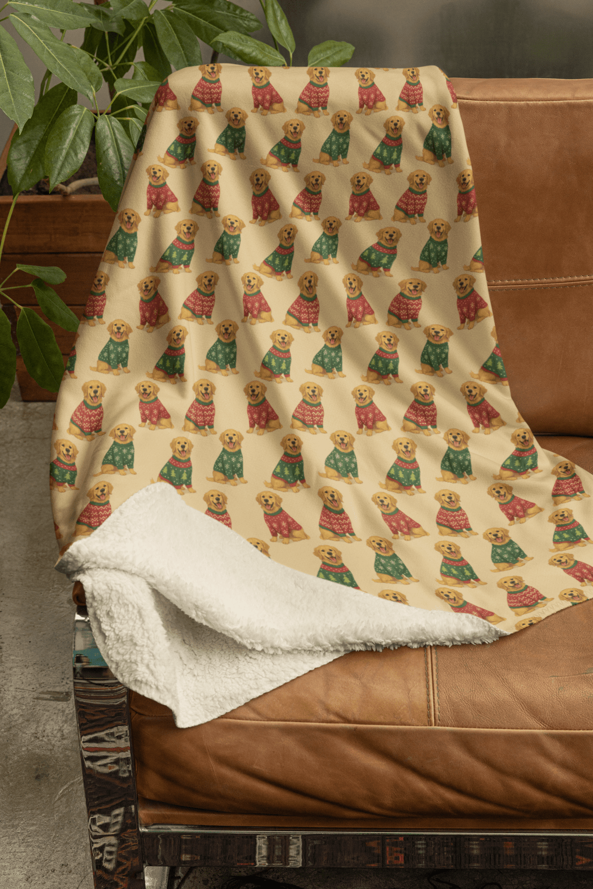 Golden Sweater Party Sherpa Blanket