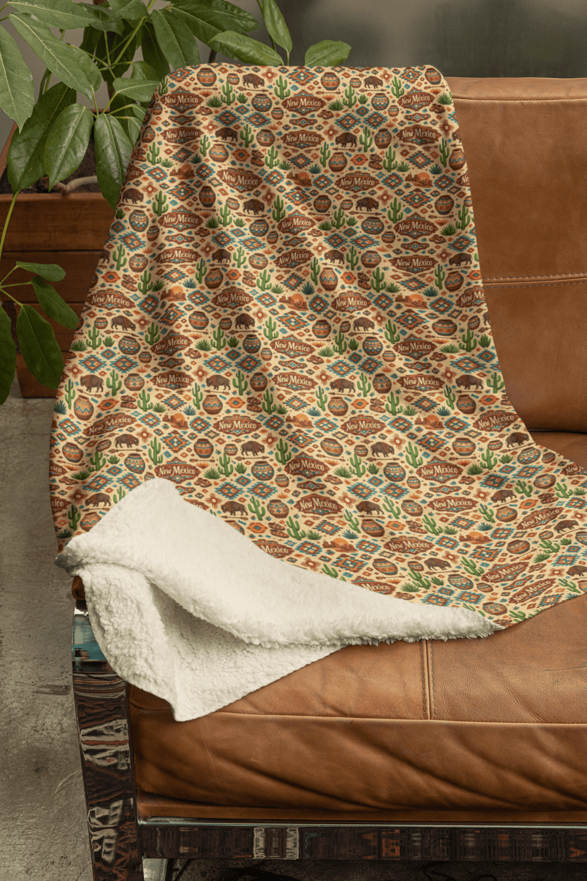 New Mexico Santa Fe Earth Sherpa Blanket