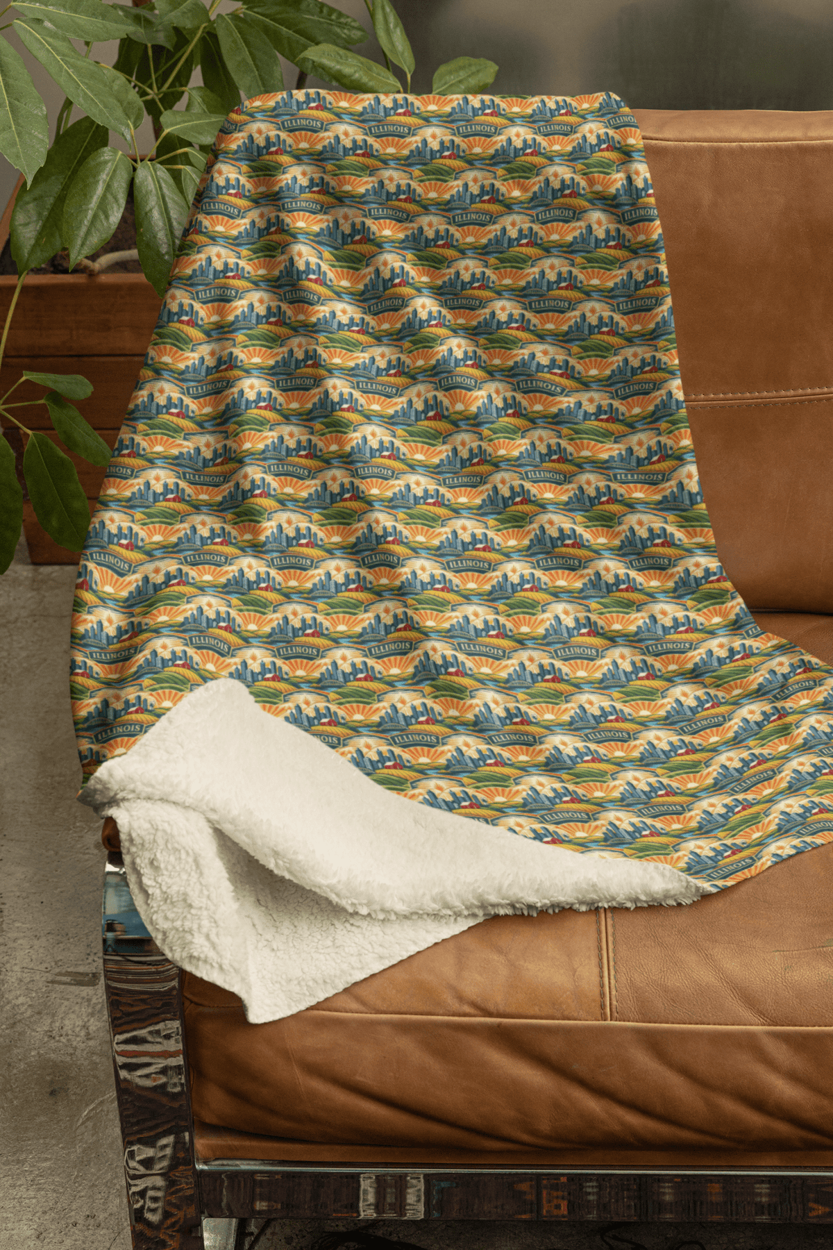 Illinois Prairie Modern Sherpa Blanket